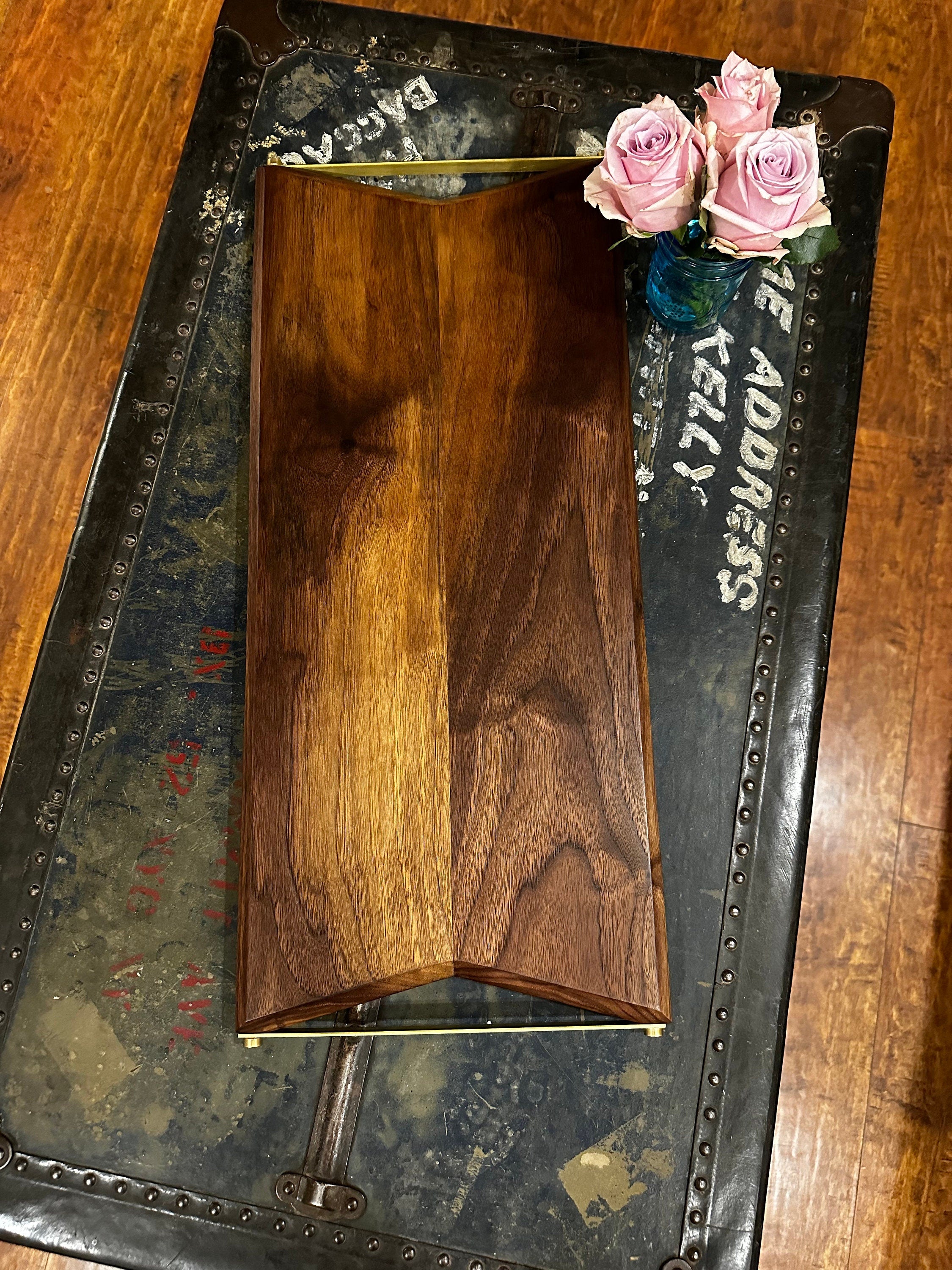 Modern, Beautiful Walnut & Brass Charcuterie Board