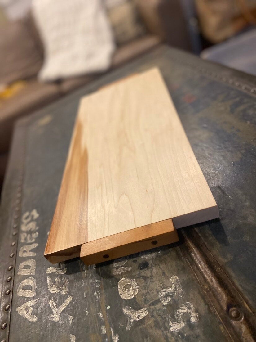 Beautiful live-edge hardwood Maple charcuterie board with wood handles