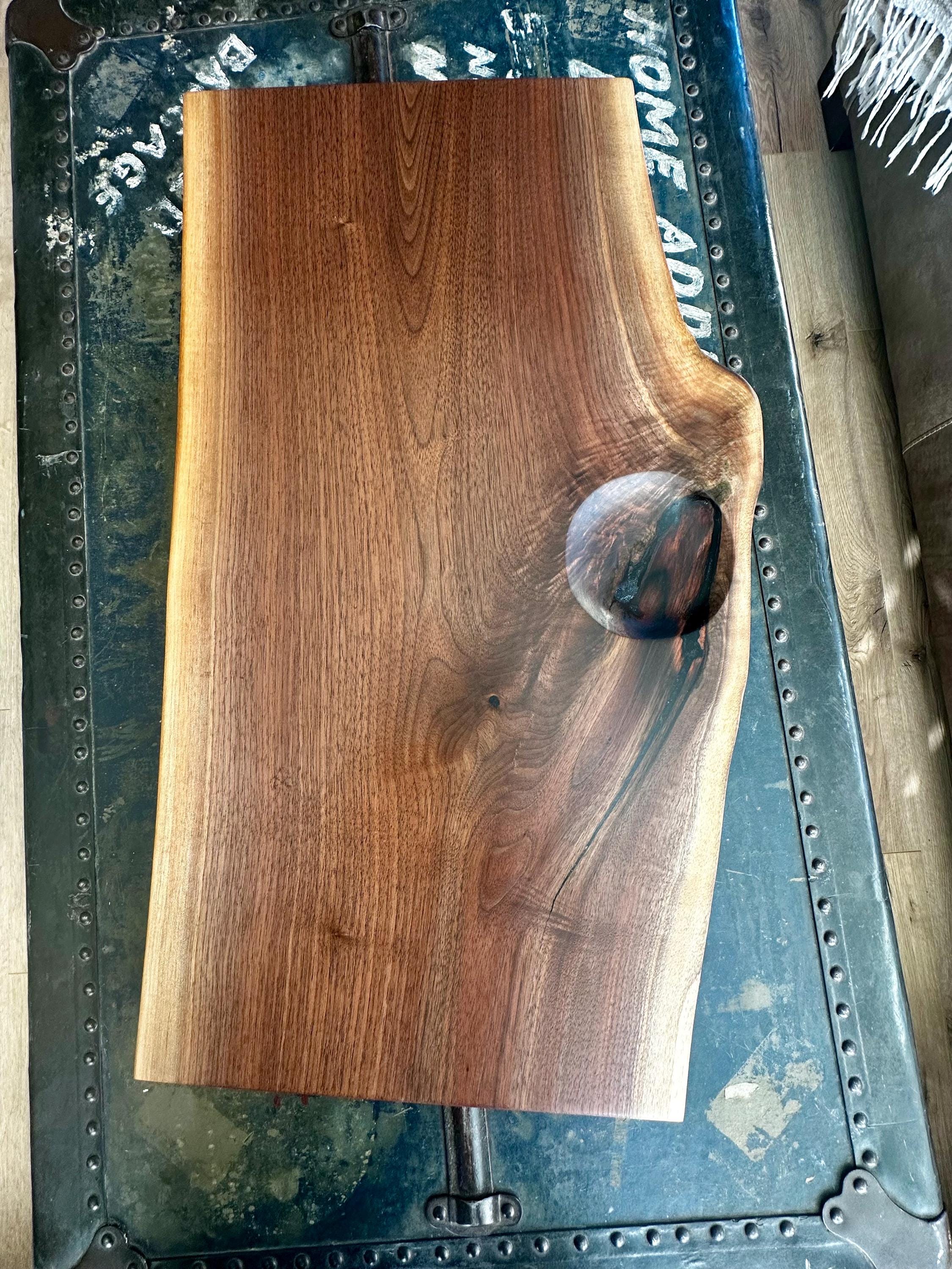 Live-Edge Walnut Charcuterie Board with Integrated “Nut” Bowl