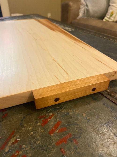 Beautiful live-edge hardwood Maple charcuterie board with wood handles