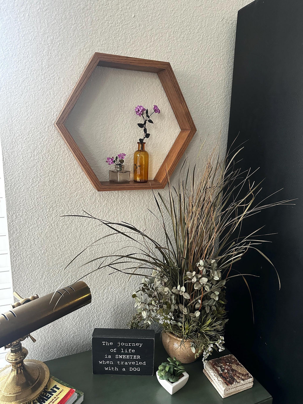 Oak Hardwood Hexagon Shelf