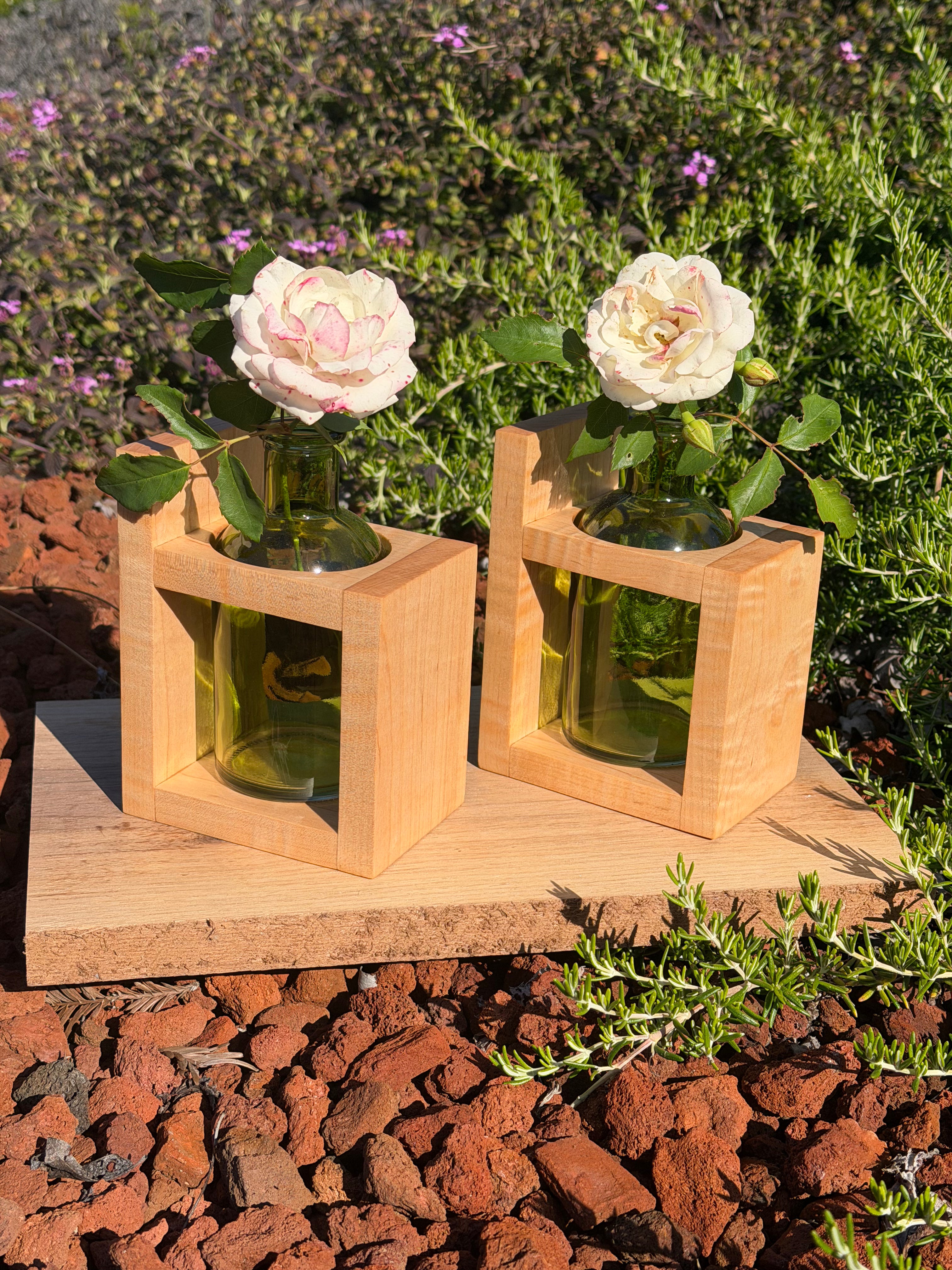Curly Maple Book Ends / Vases (set of two)