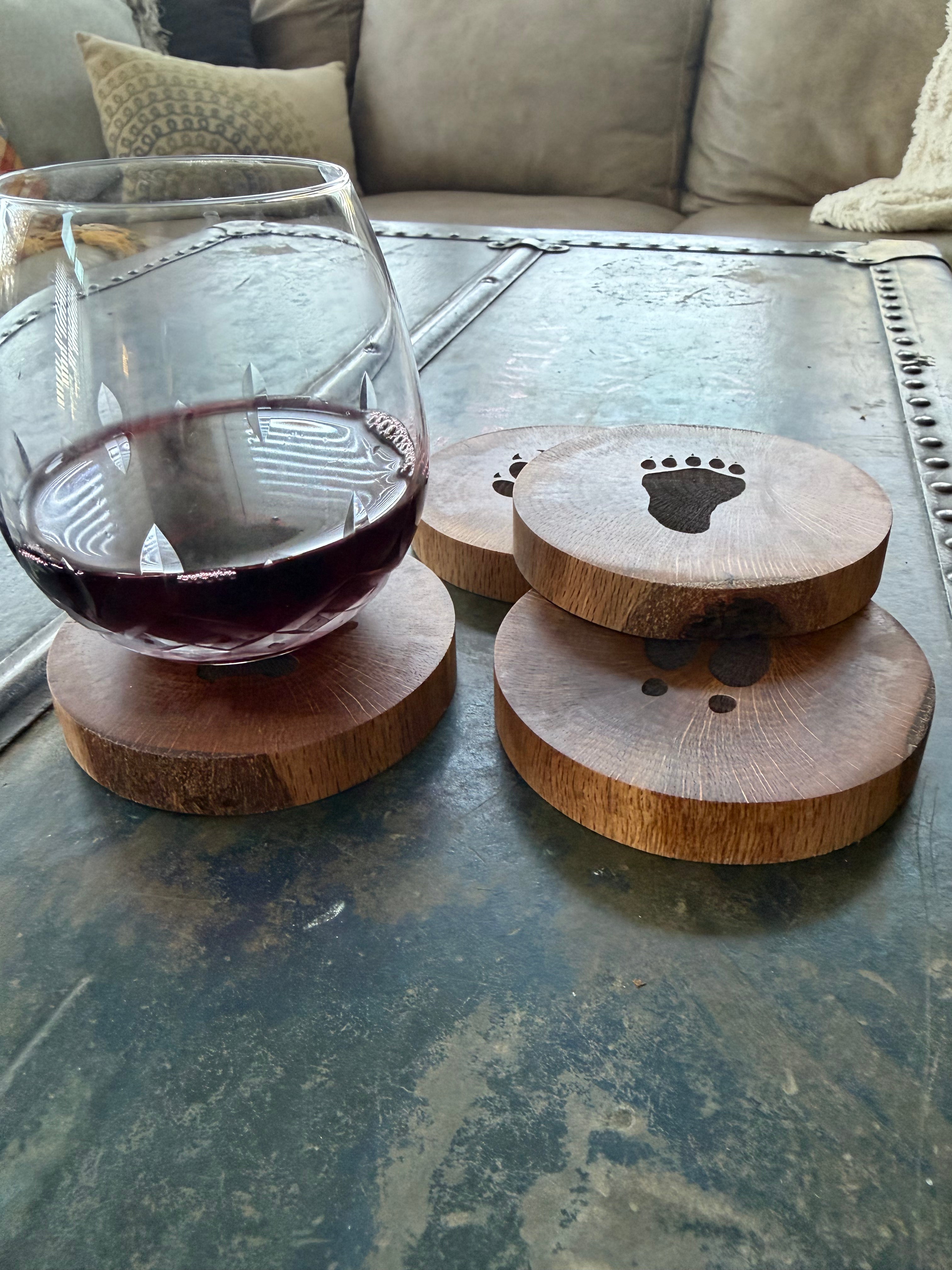 Live-edge Live Oak Engraved Coasters (set of four)