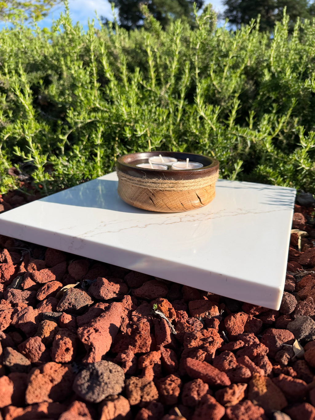 Handcrafted Peruvian Walnut & White Oak Tealight Candle Holder