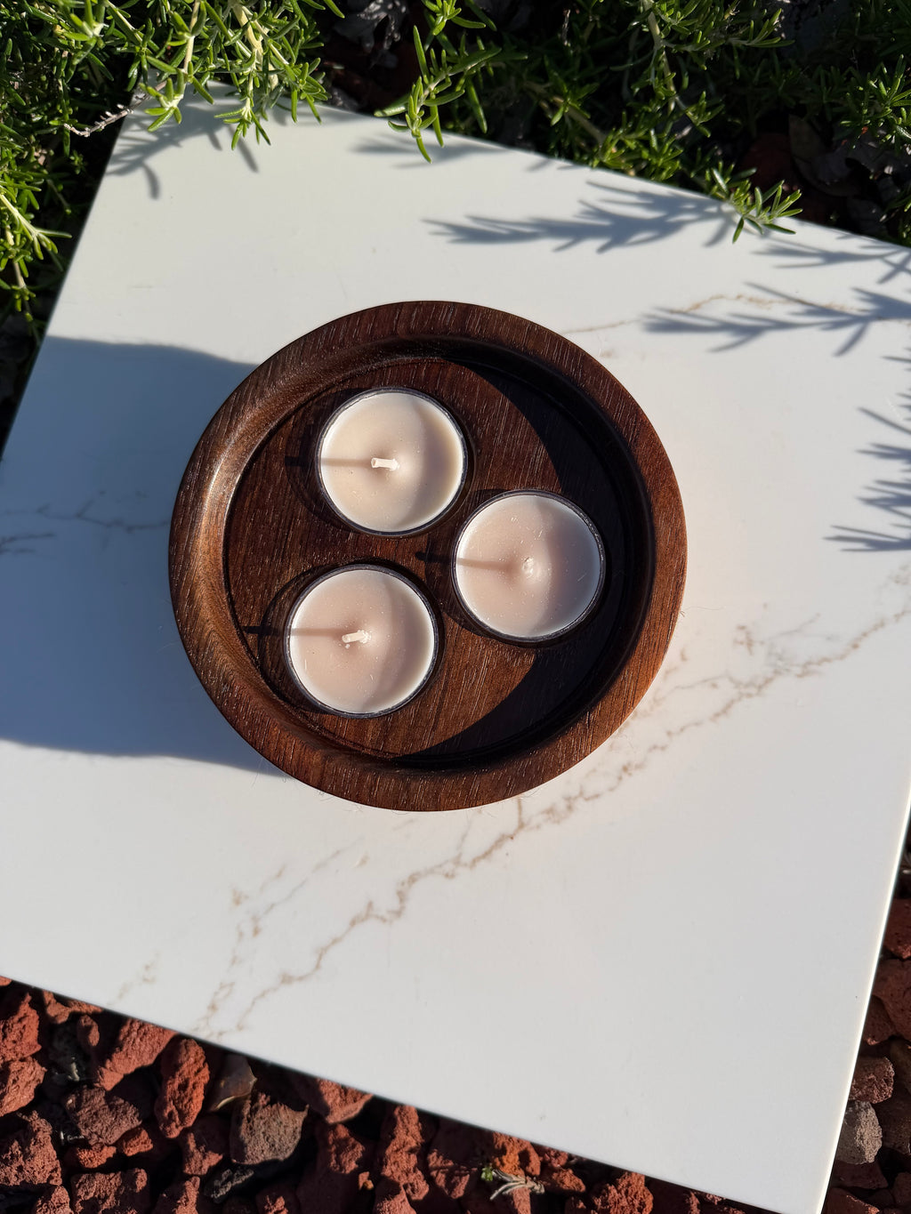 Handcrafted Peruvian Walnut & White Oak Tealight Candle Holder
