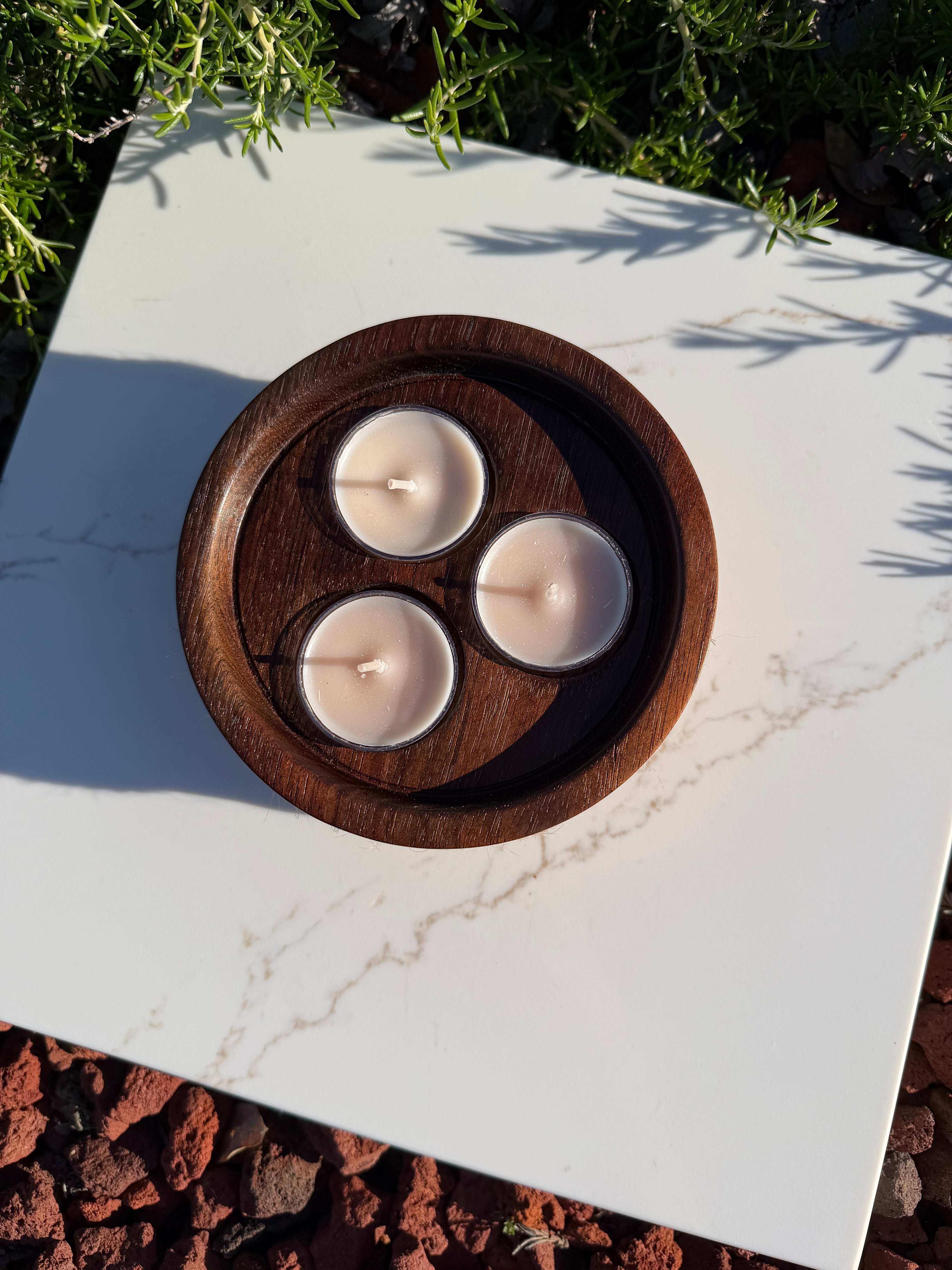 Handcrafted Peruvian Walnut & White Oak Tealight Candle Holder