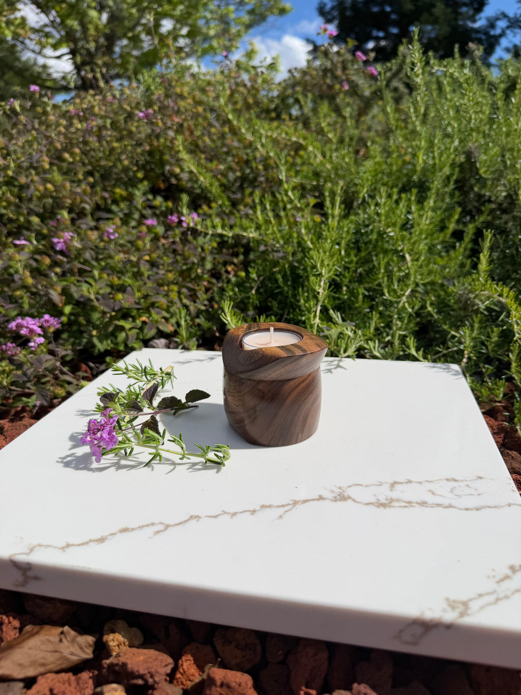 Hand-turned Walnut Tealight Candle Holder
