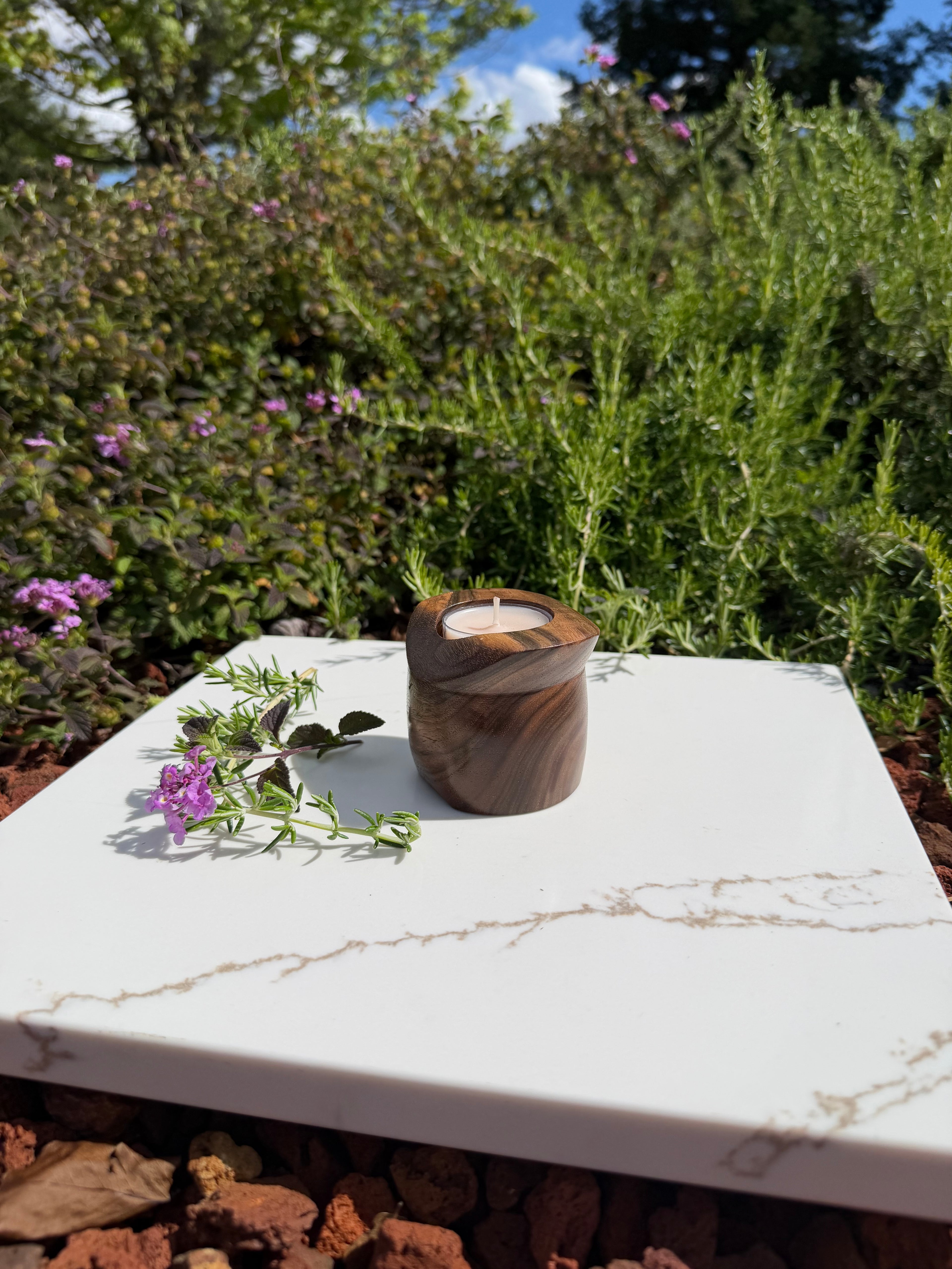 Hand-turned Walnut Tealight Candle Holder