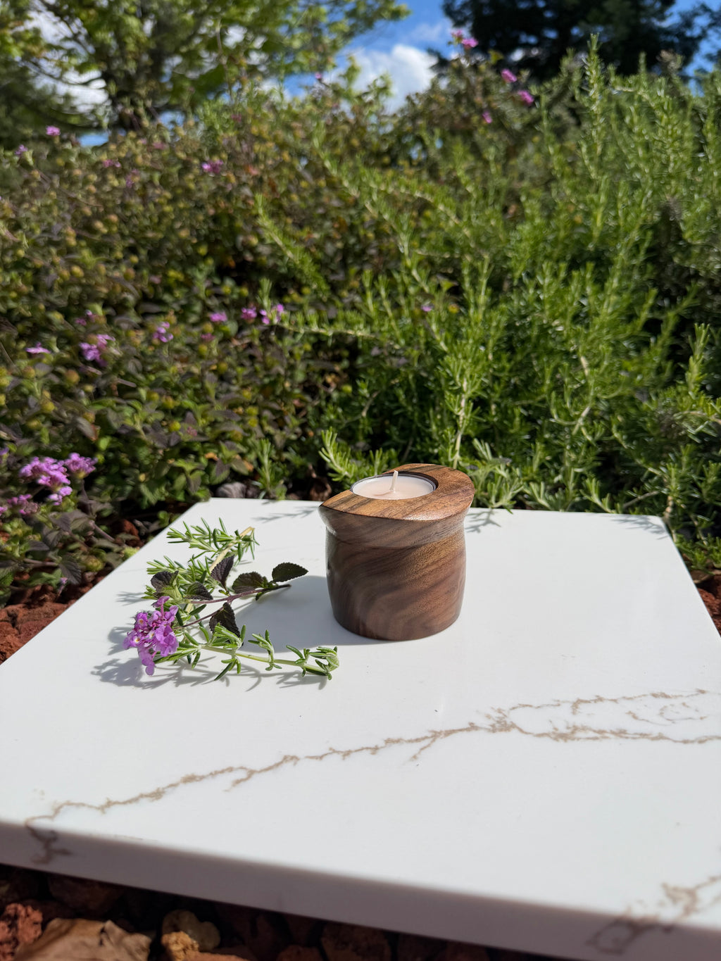 Hand-turned Walnut Tealight Candle Holder