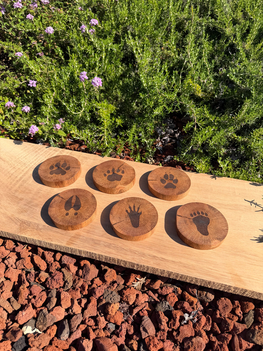 Engraved Hardwood Wildlife Coasters (set of 6)