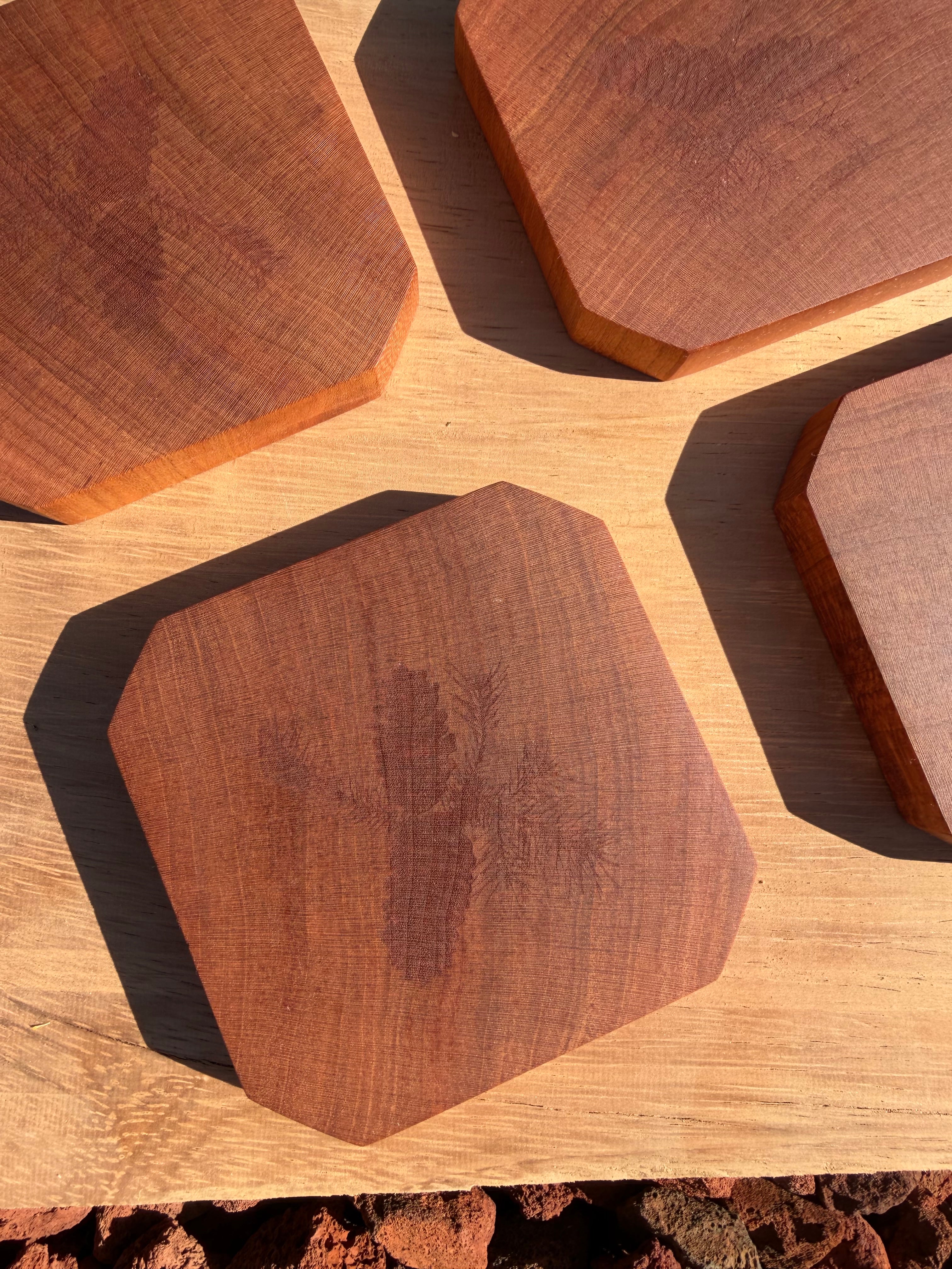 Pinecone Engraved Cherry Coasters