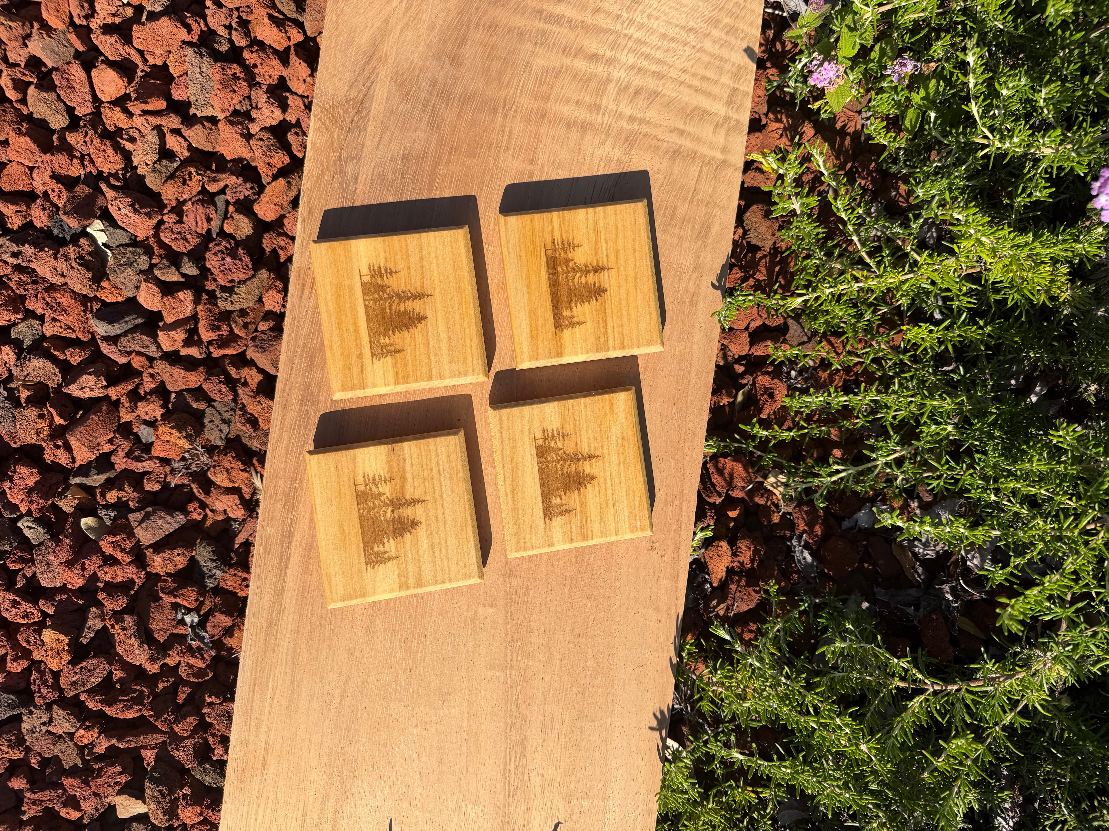 Engraved Poplar Wood Coasters