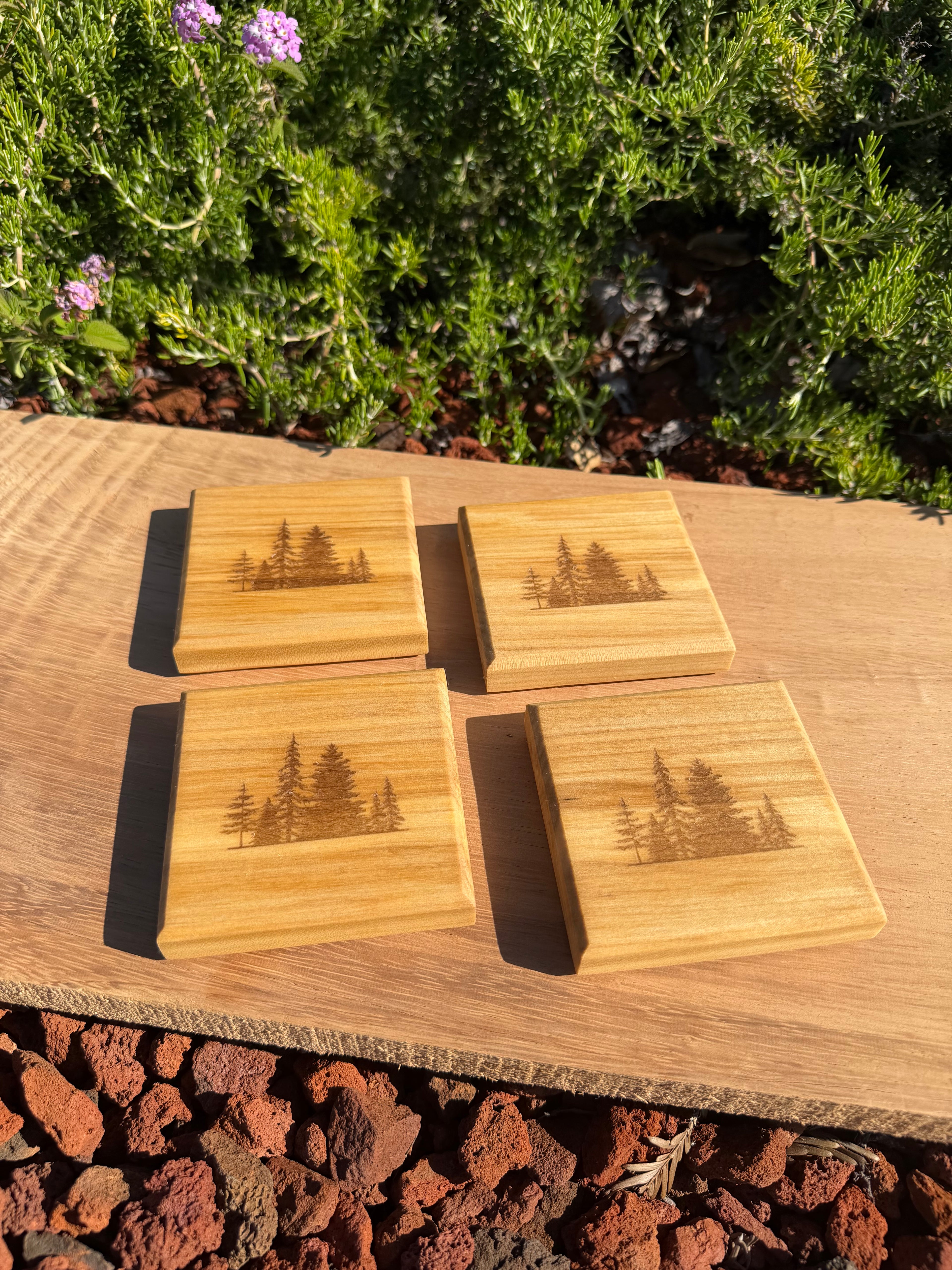 Engraved Poplar Wood Coasters