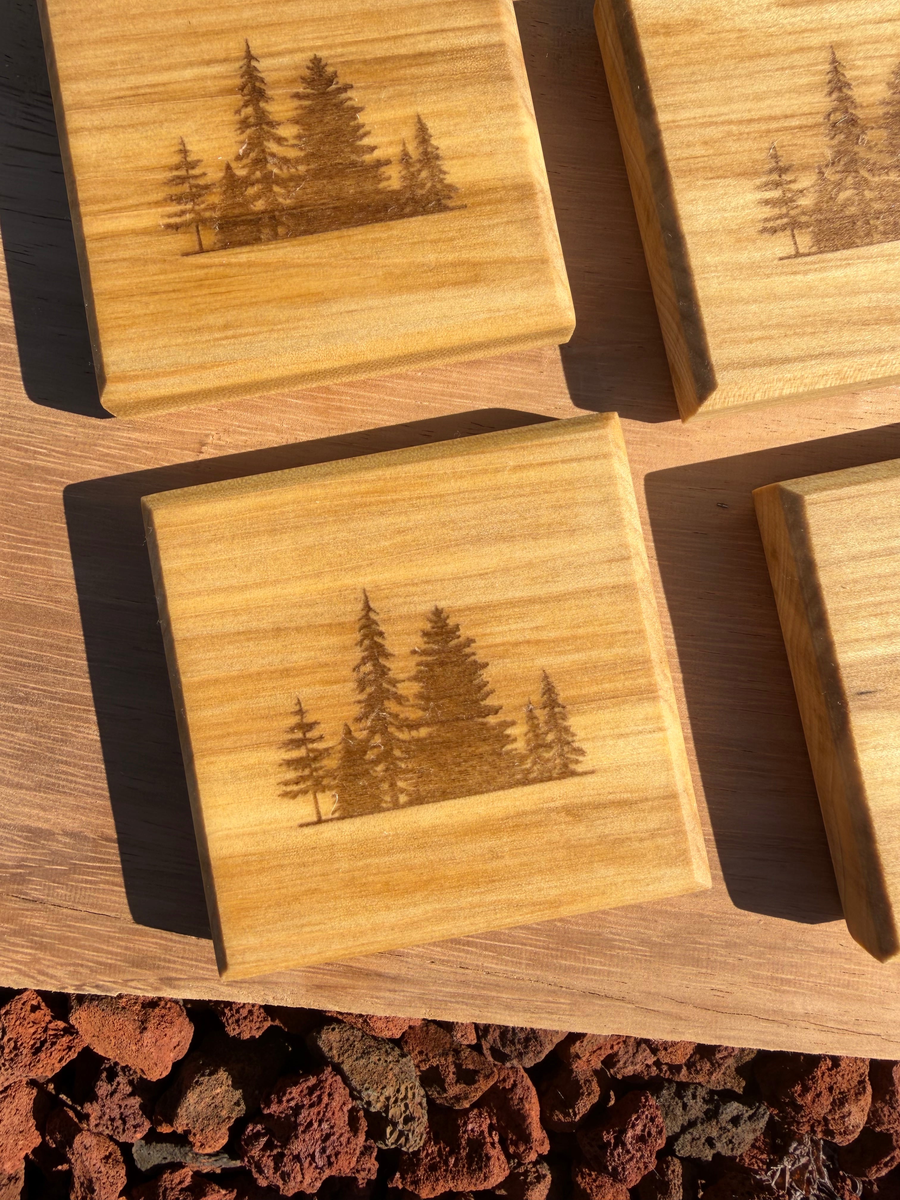 Engraved Poplar Wood Coasters