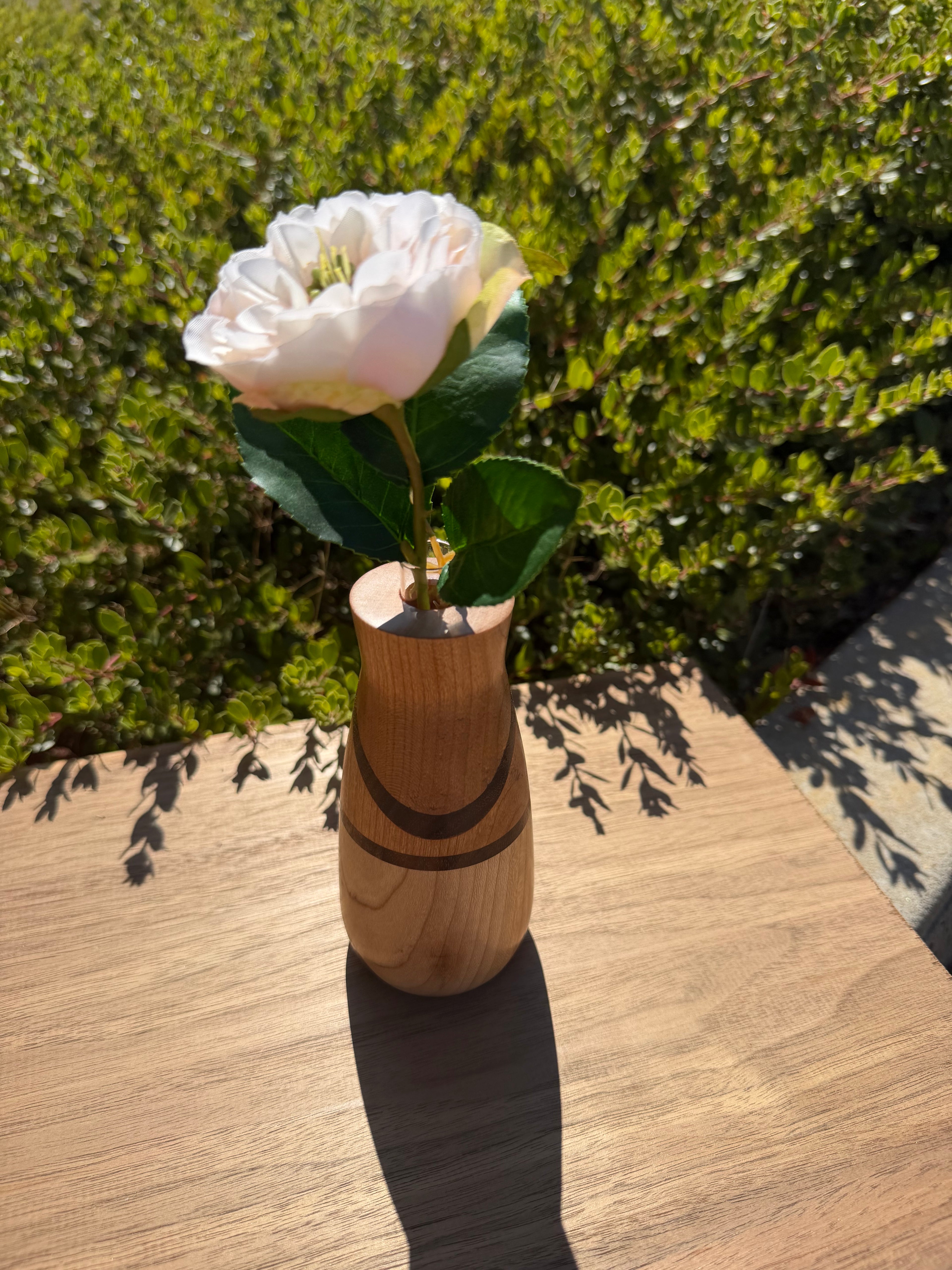 Cherry & Maple Bud Vase with Black Walnut Inlay
