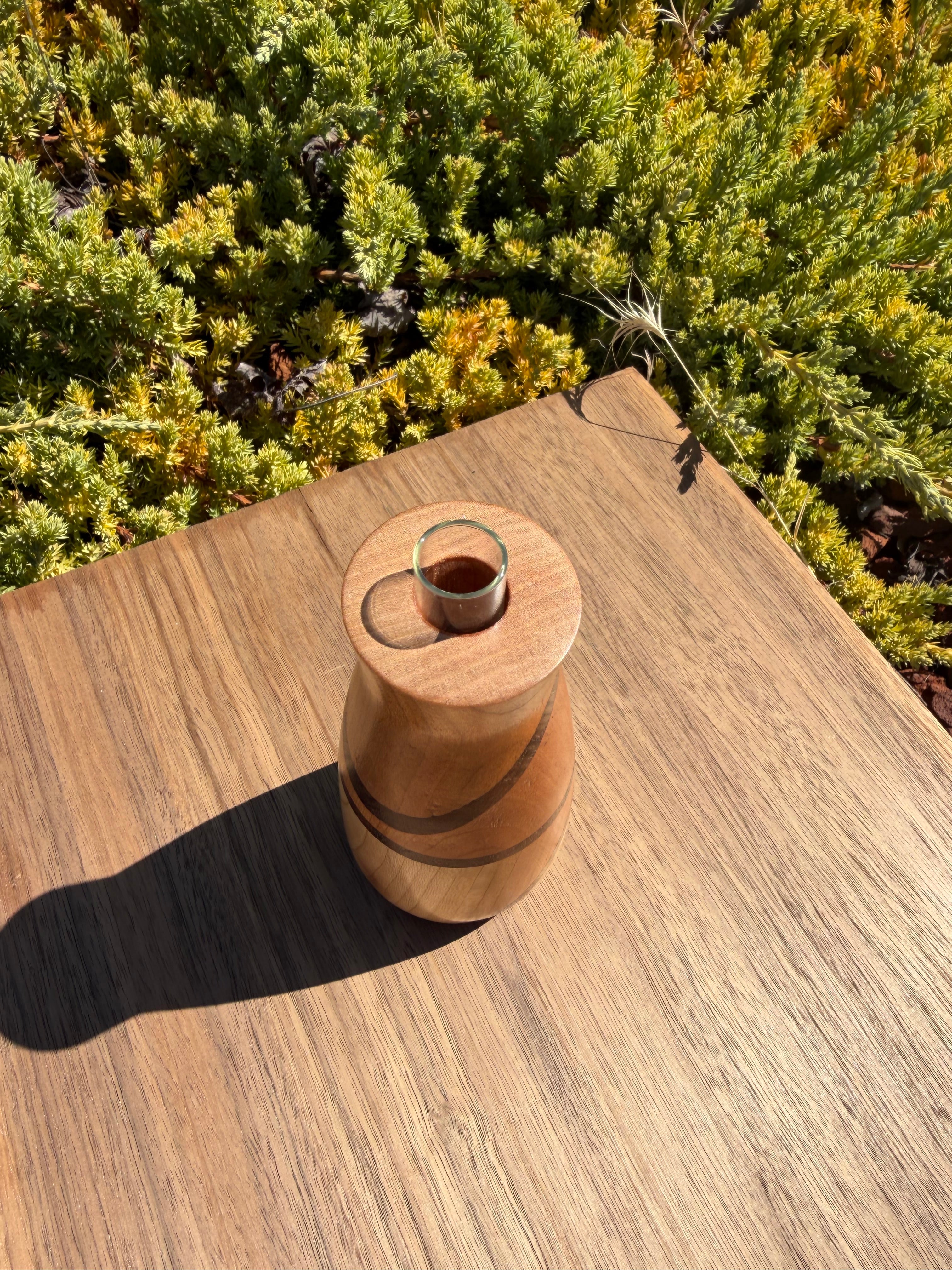 Cherry & Maple Bud Vase with Black Walnut Inlay