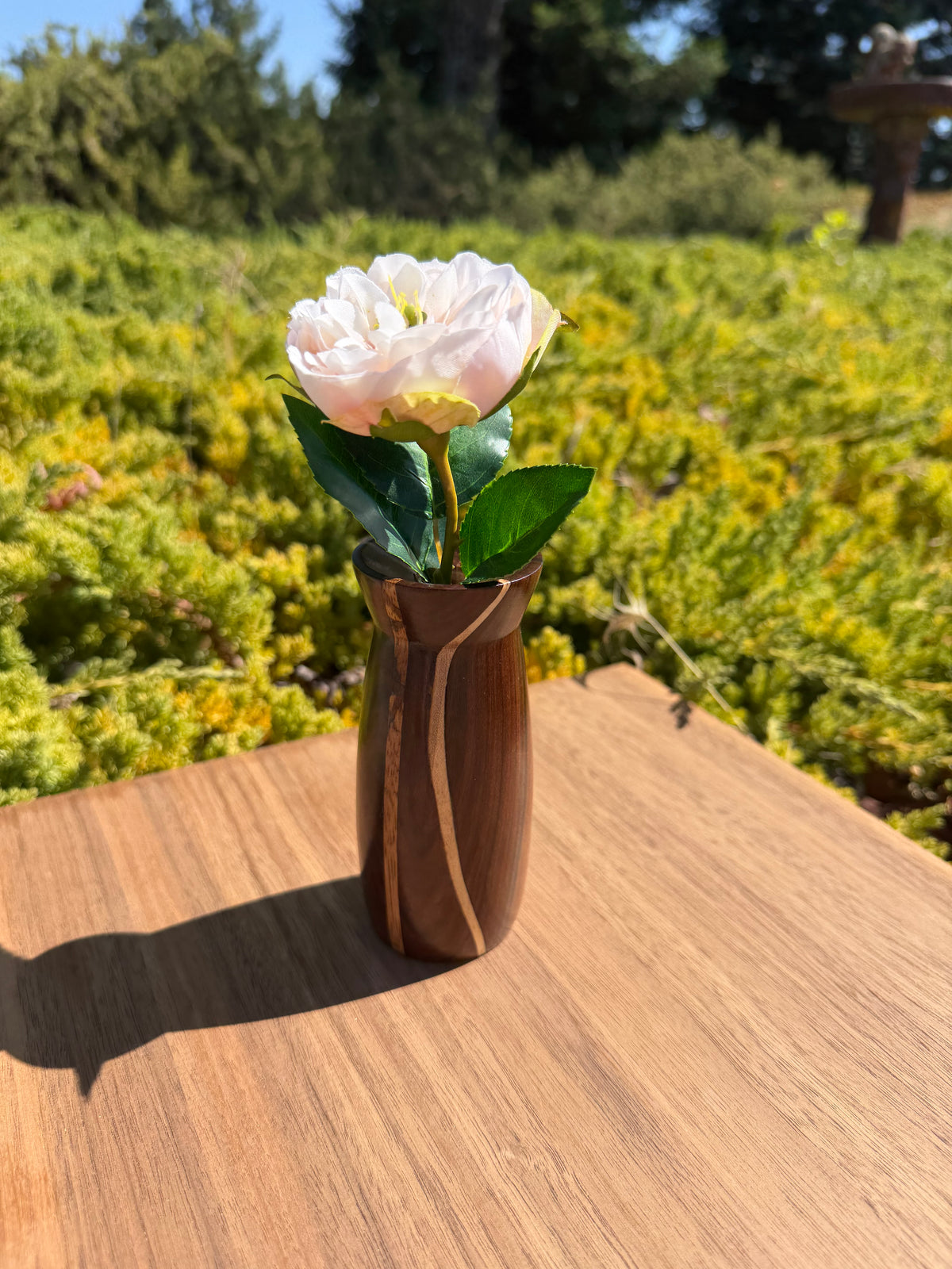 Morado Wood Bud Vase with Beautiful Inlays