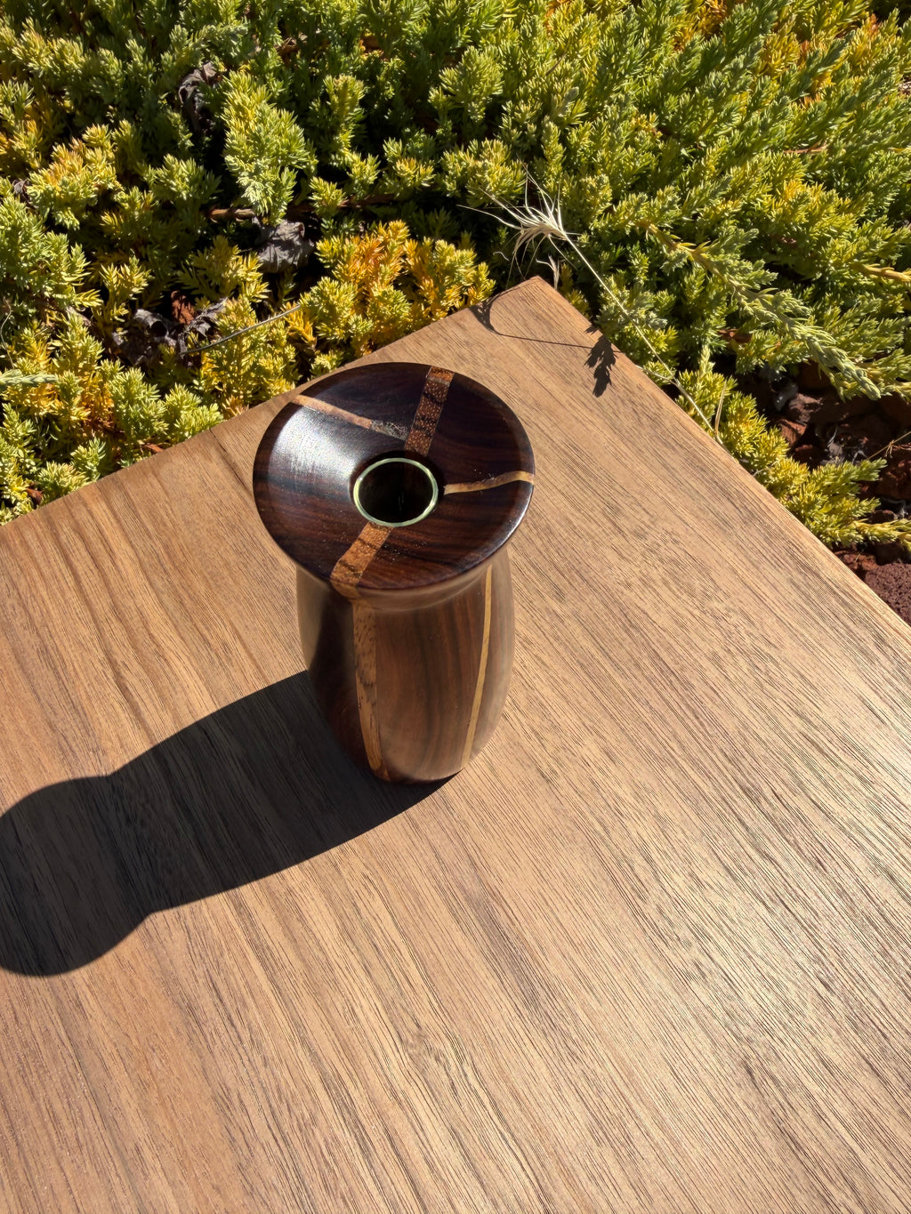 Morado Wood Bud Vase with Beautiful Inlays