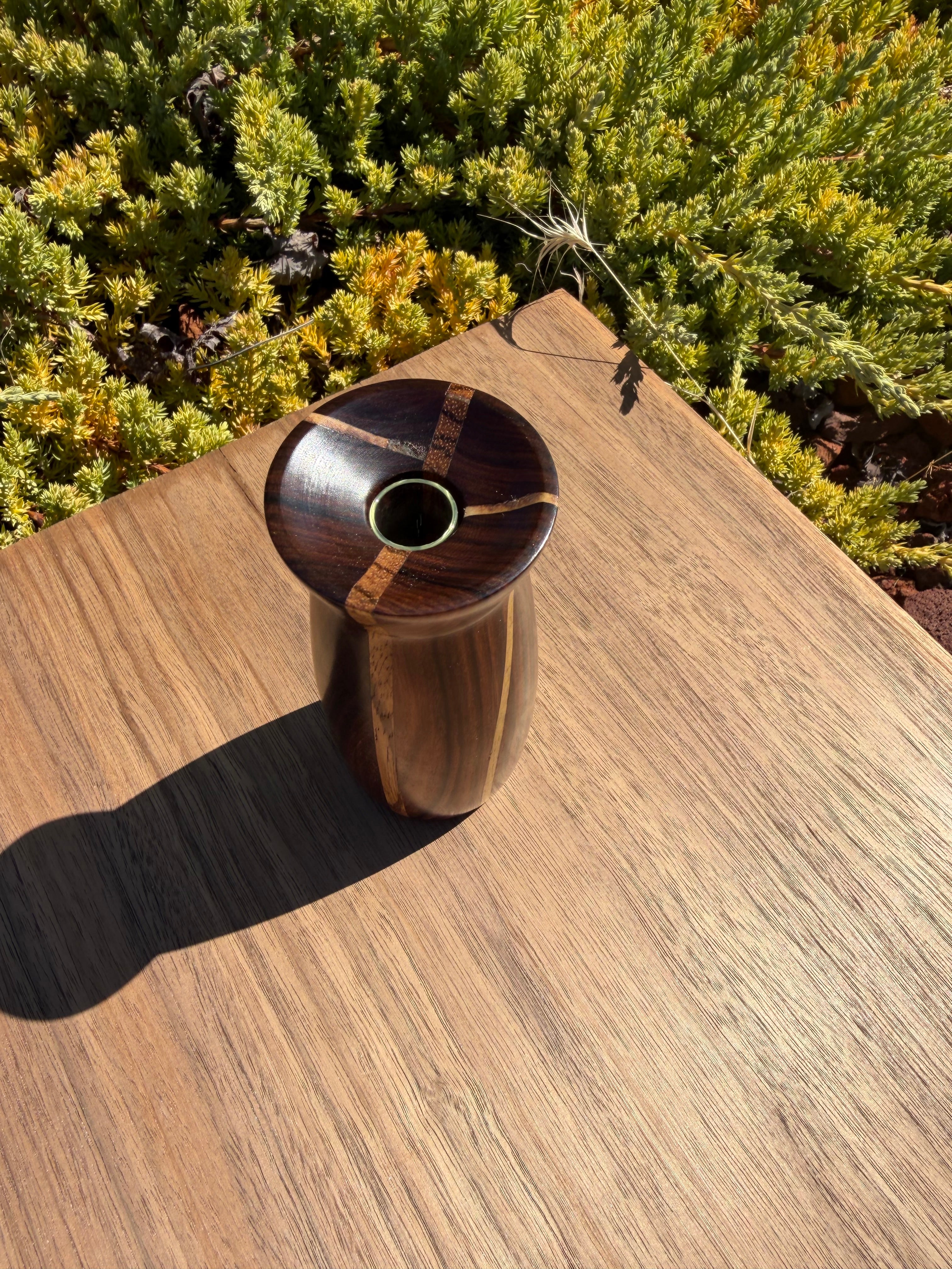 Morado Wood Bud Vase with Beautiful Inlays