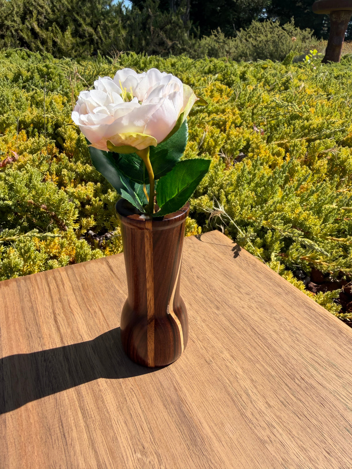 Morado Wood Bud Vase with Beautiful Inlays
