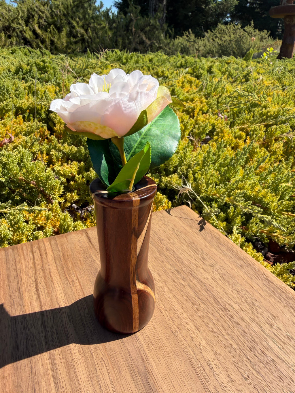 Morado Wood Bud Vase with Beautiful Inlays