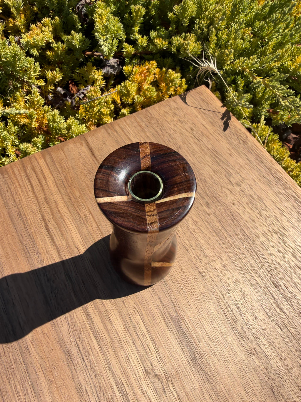 Morado Wood Bud Vase with Beautiful Inlays