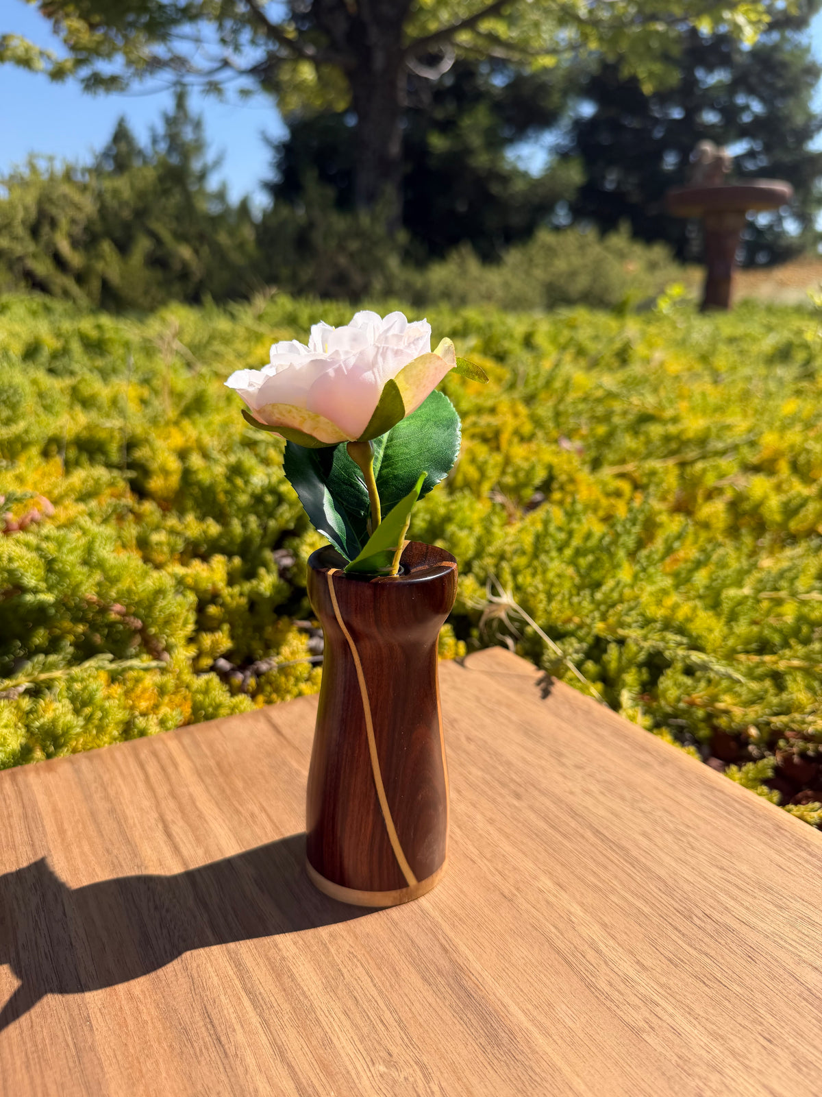 Morado Wood Bud Vase with Beautiful Inlays