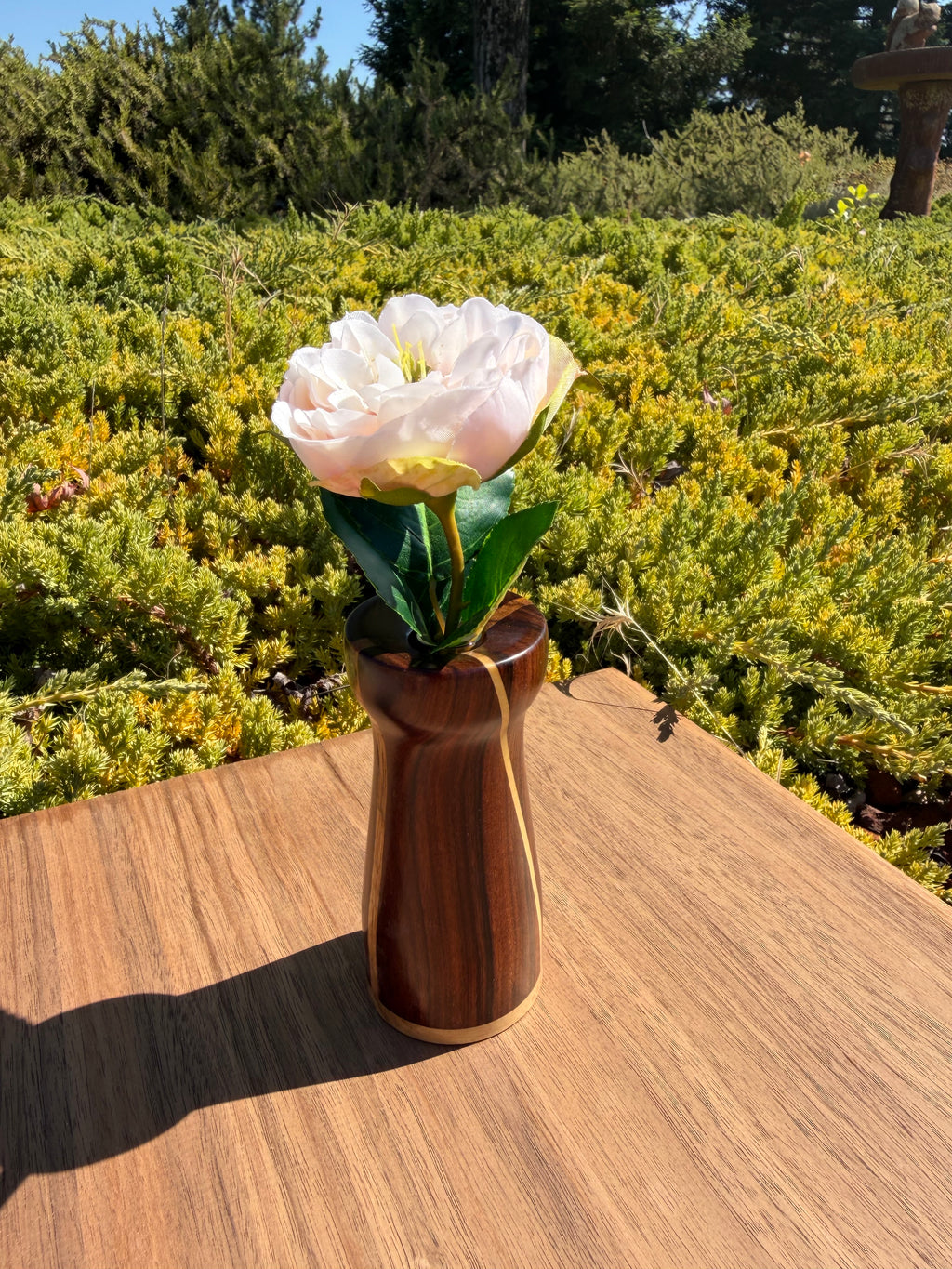 Morado Wood Bud Vase with Beautiful Inlays