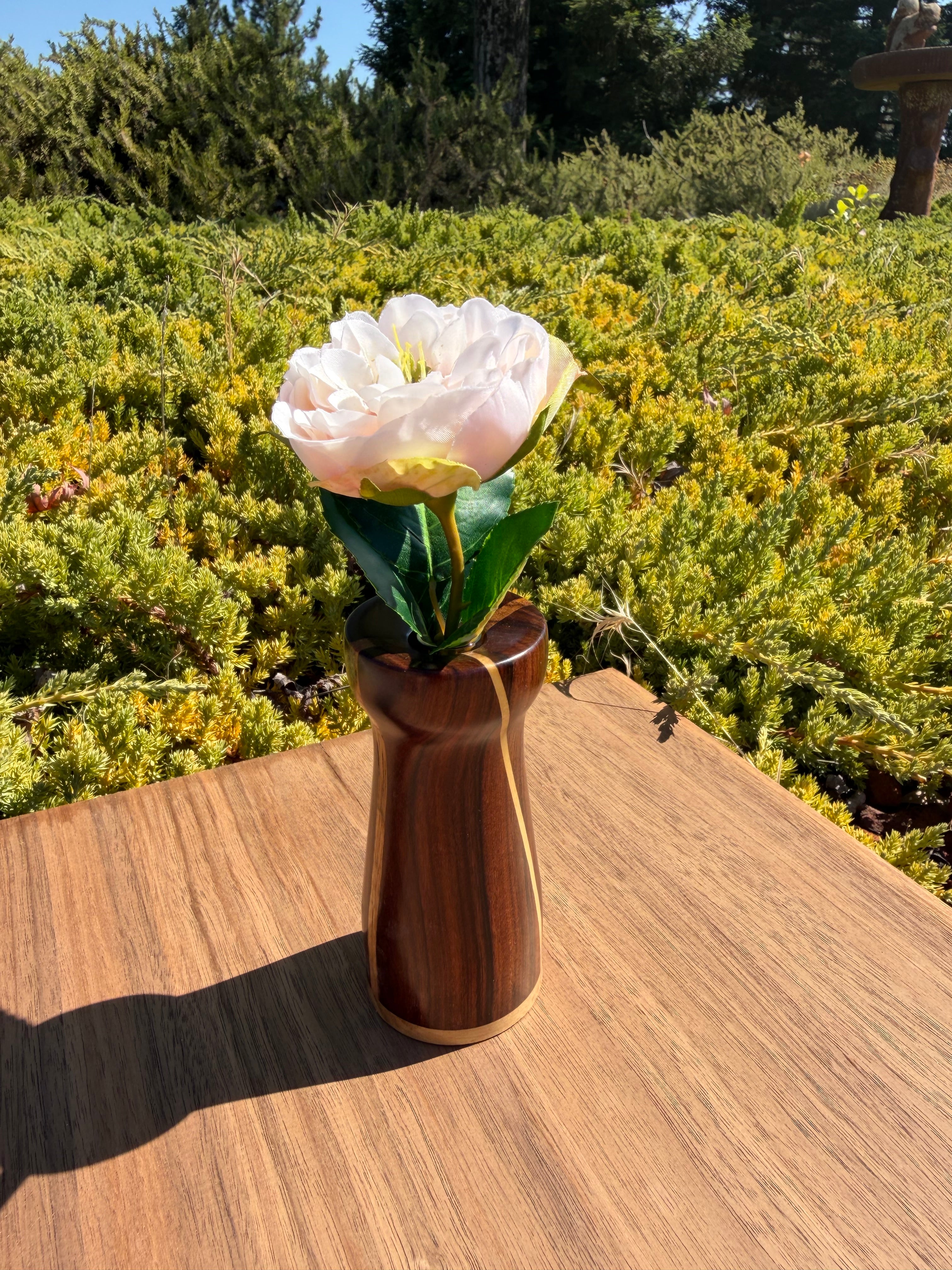 Morado Wood Bud Vase with Beautiful Inlays