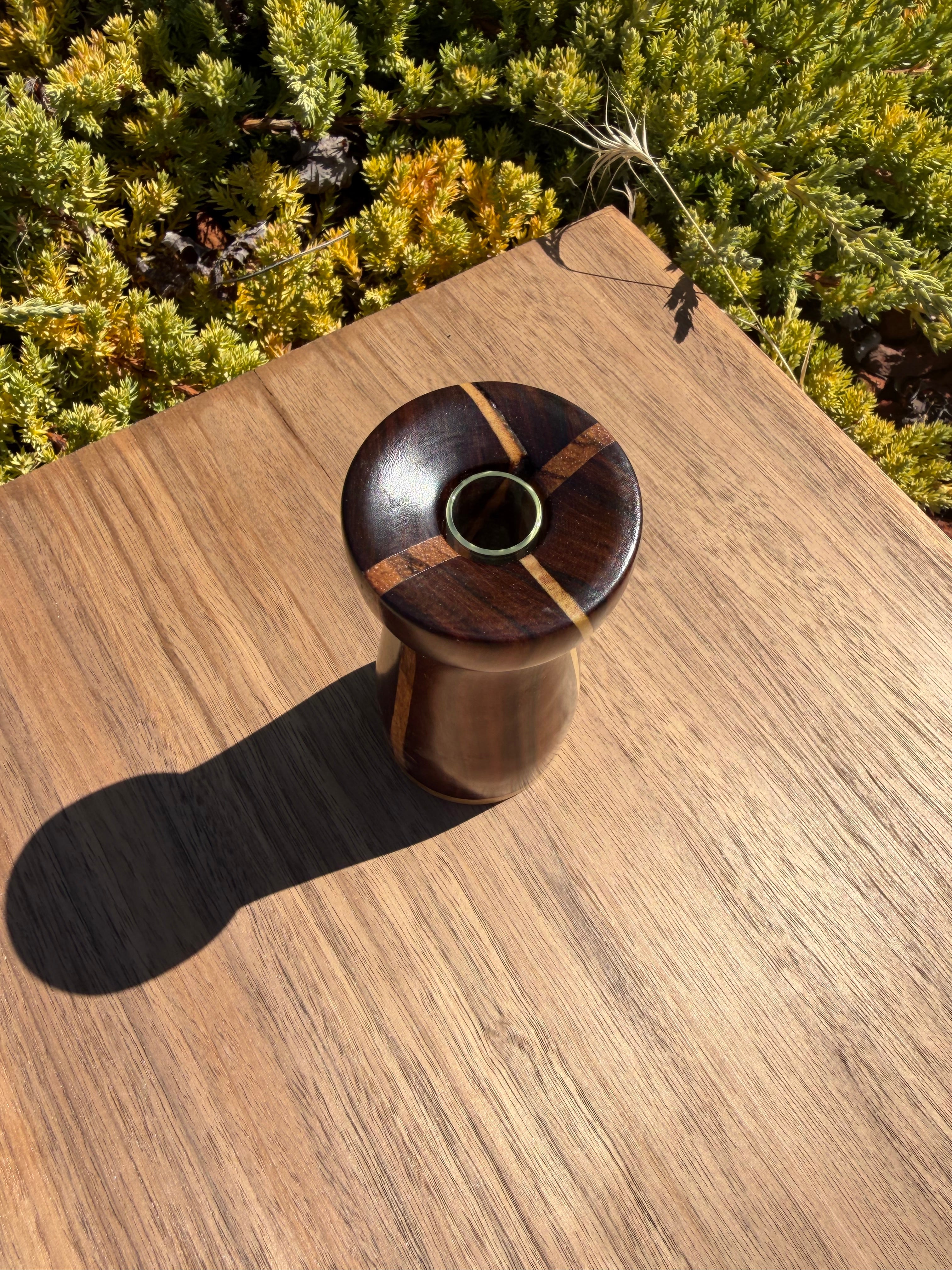 Morado Wood Bud Vase with Beautiful Inlays