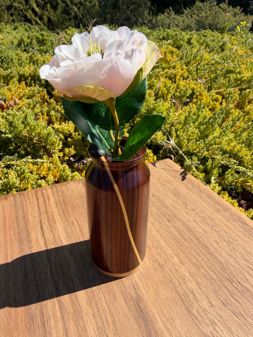 Morado Wood Bud Vase with Beautiful Inlays