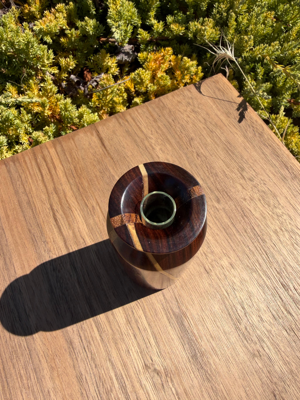 Morado Wood Bud Vase with Beautiful Inlays