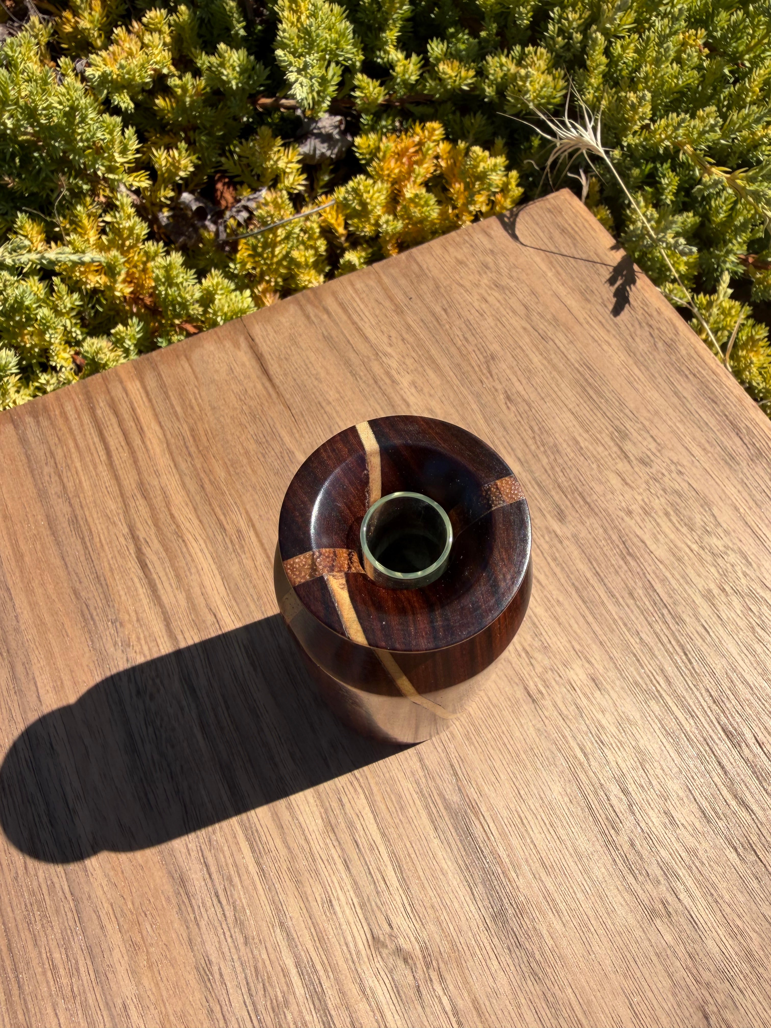 Morado Wood Bud Vase with Beautiful Inlays