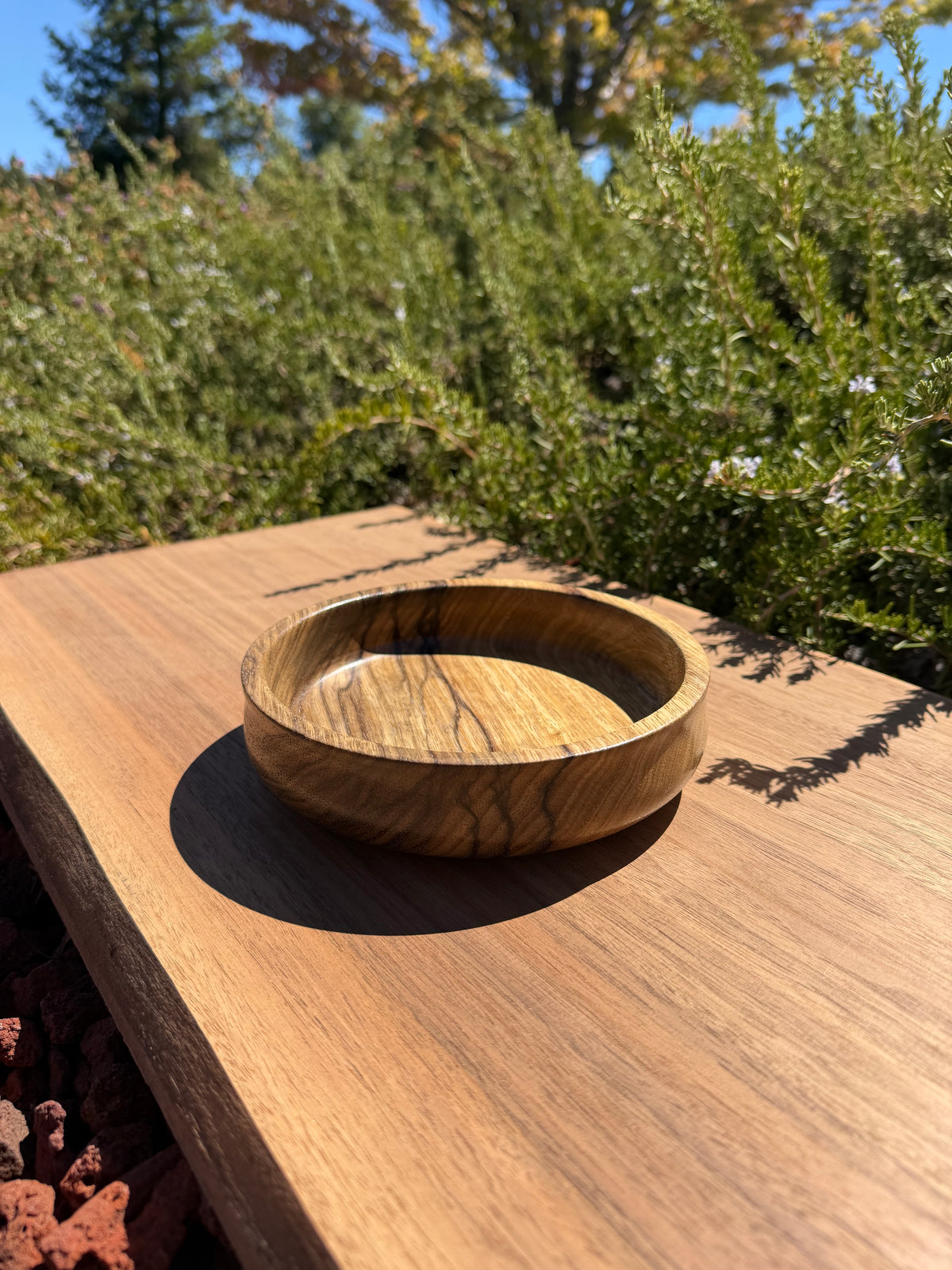 Hand-Turned Black Limba Wood Bowl