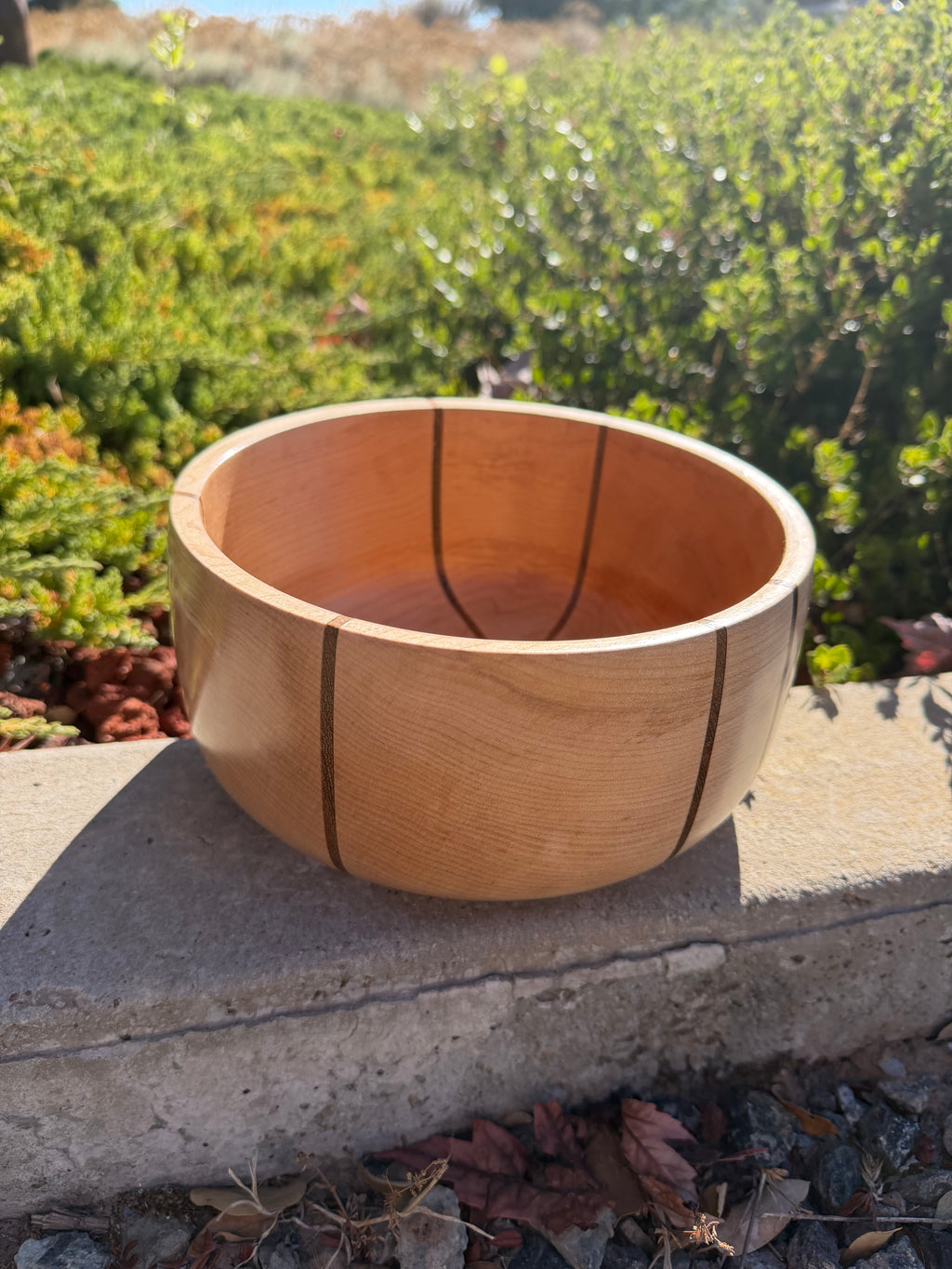 Maple Hand-Turned Bowl with Teak Inlay
