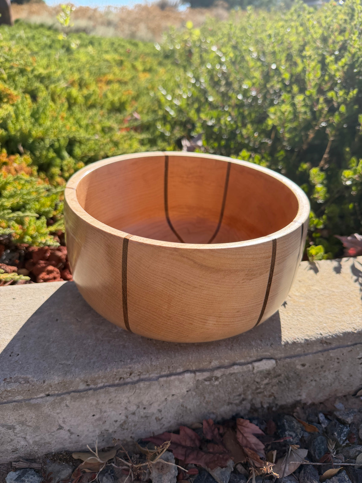 Maple Hand-Turned Bowl with Teak Inlay