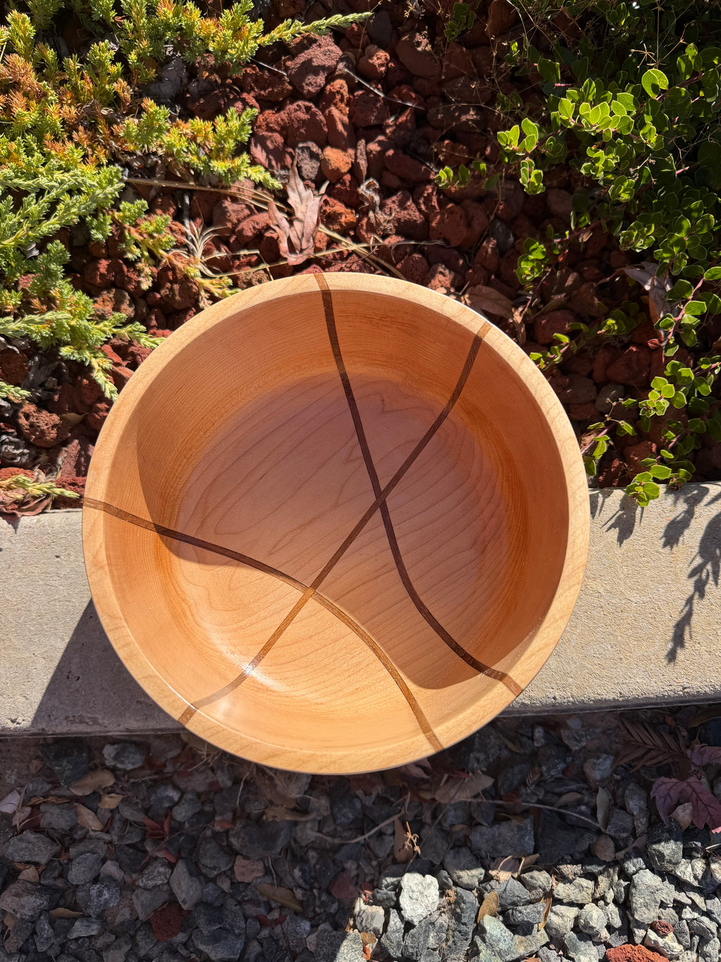 Maple Hand-Turned Bowl with Teak Inlay