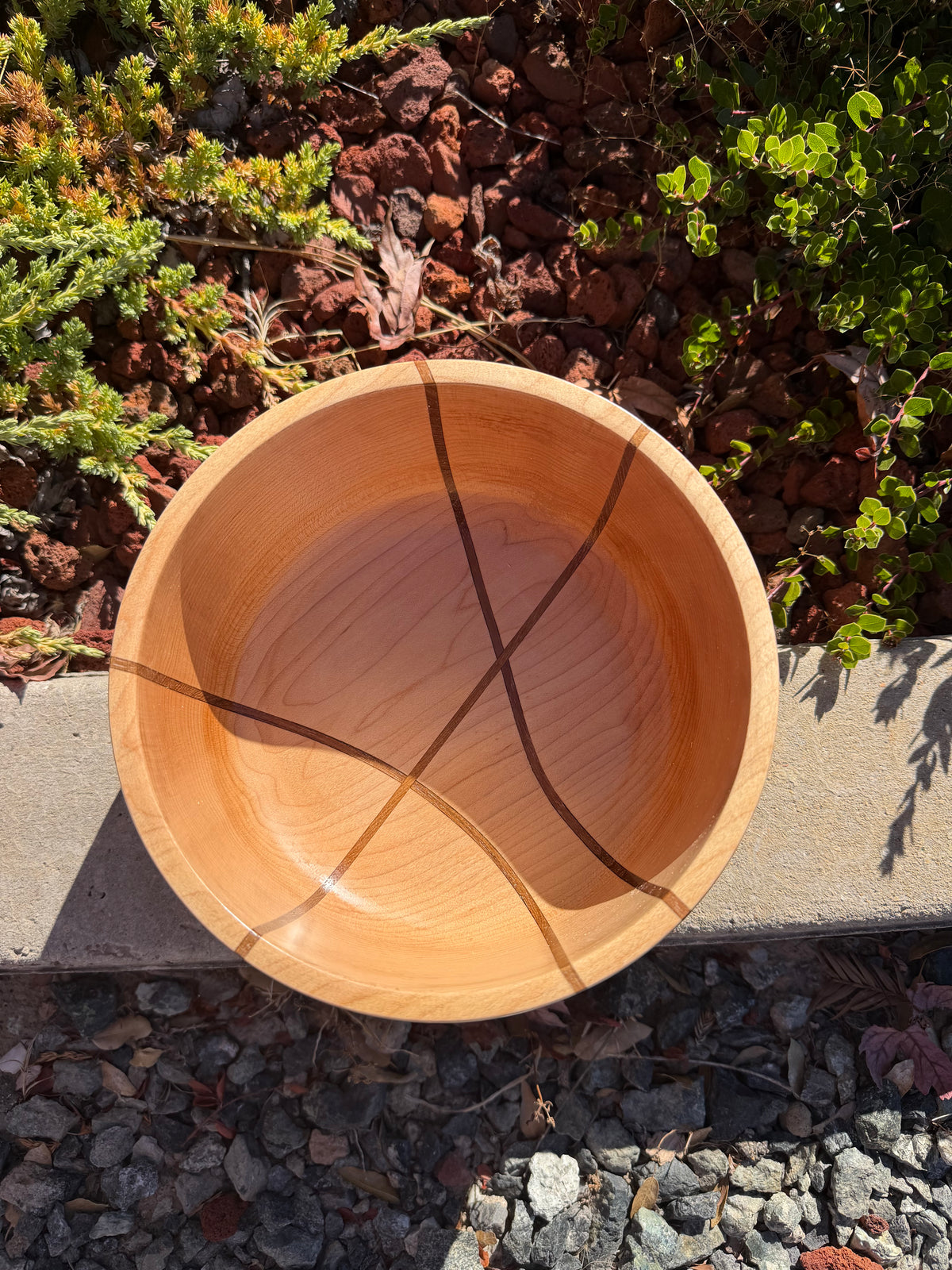 Maple Hand-Turned Bowl with Teak Inlay