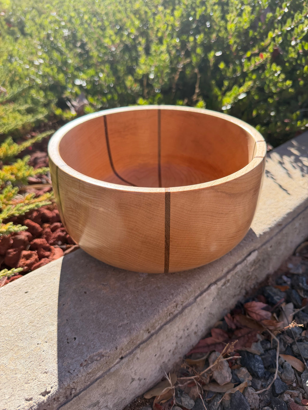 Maple Hand-Turned Bowl with Teak Inlay