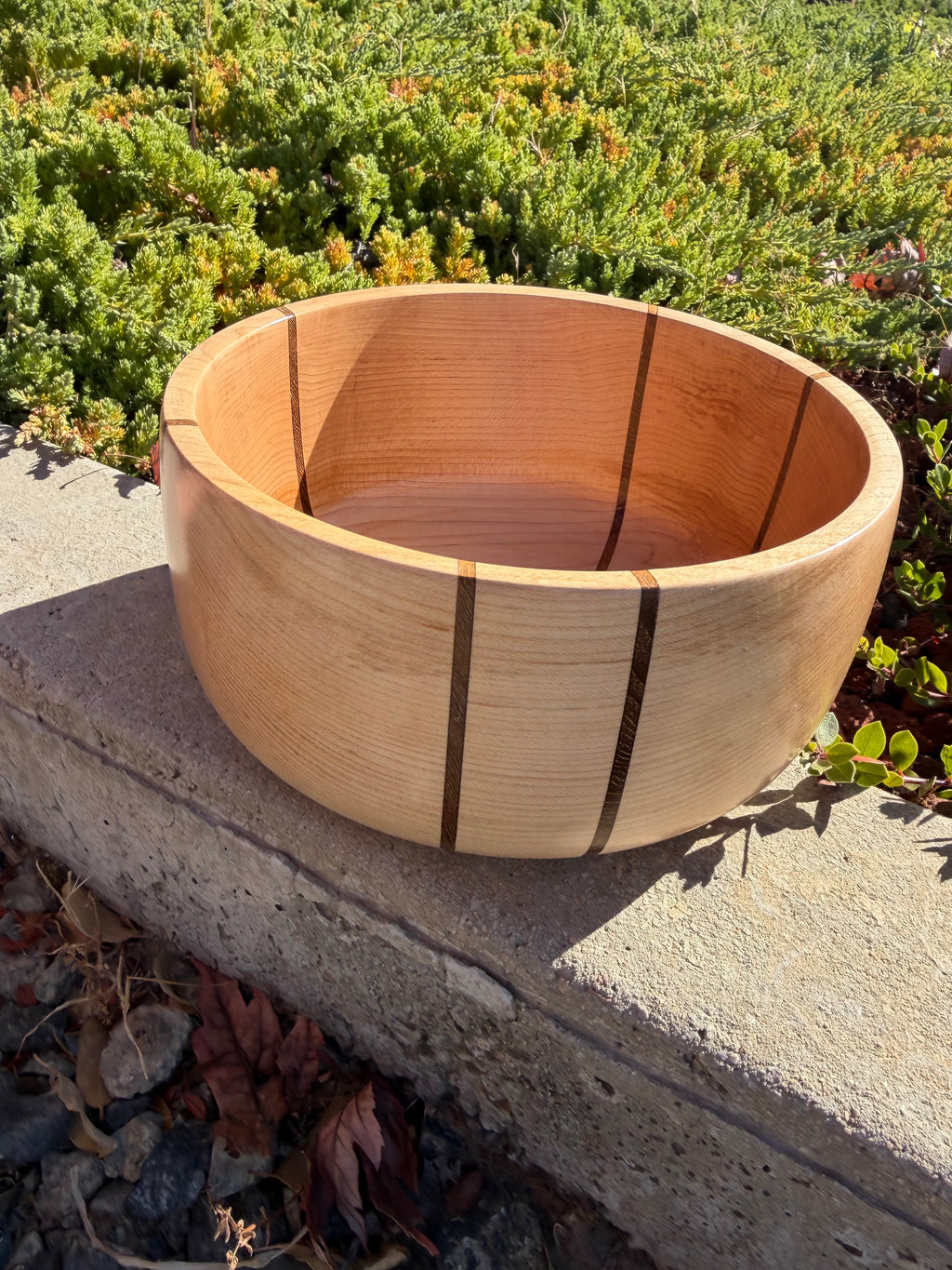 Maple Hand-Turned Bowl with Teak Inlay