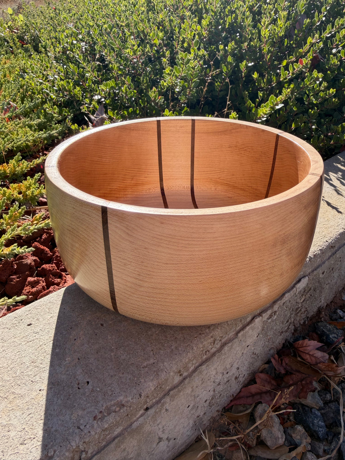 Maple Hand-Turned Bowl with Teak Inlay