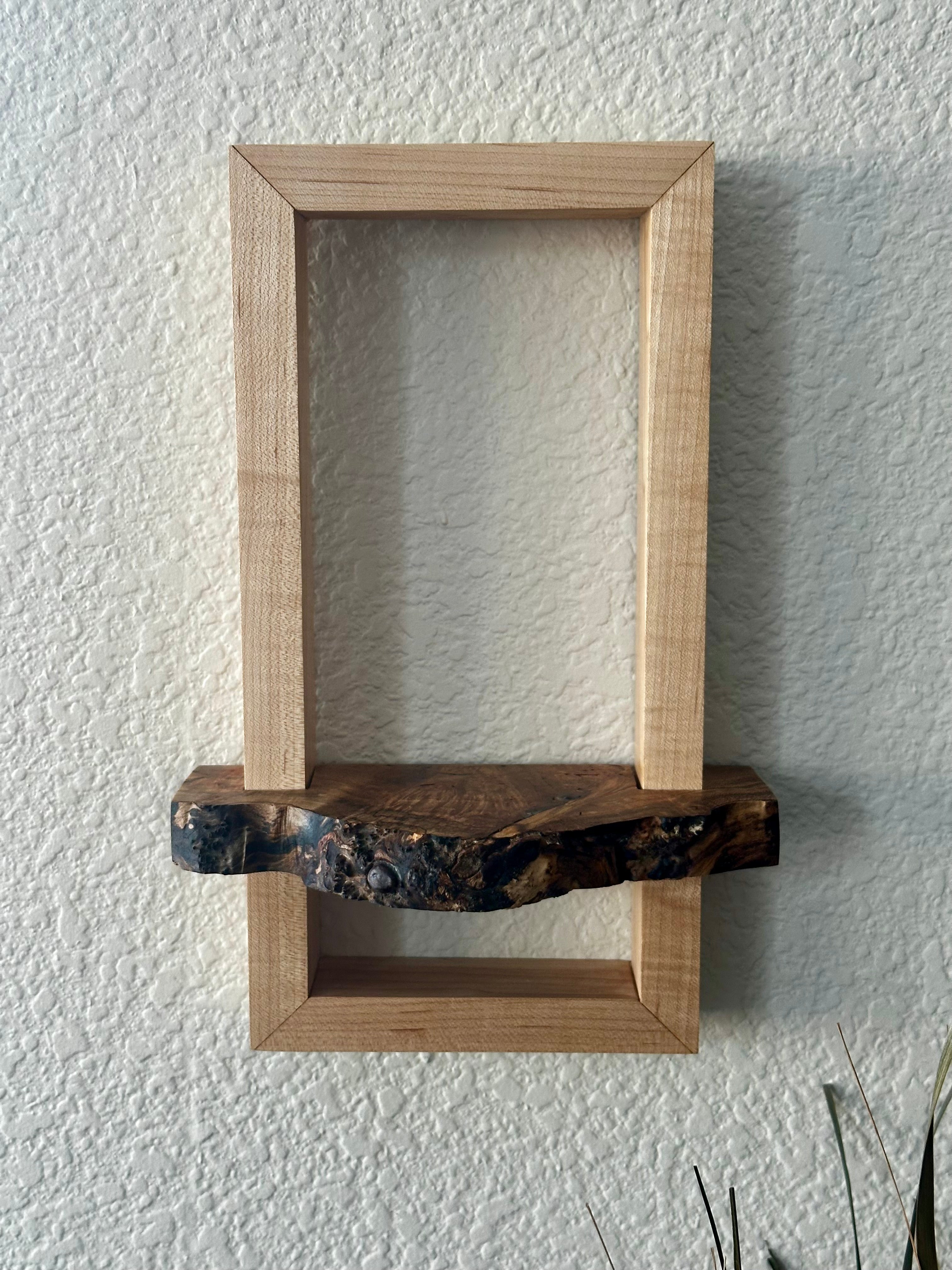 Maple framed Ambrosia Maple Burl Shelf