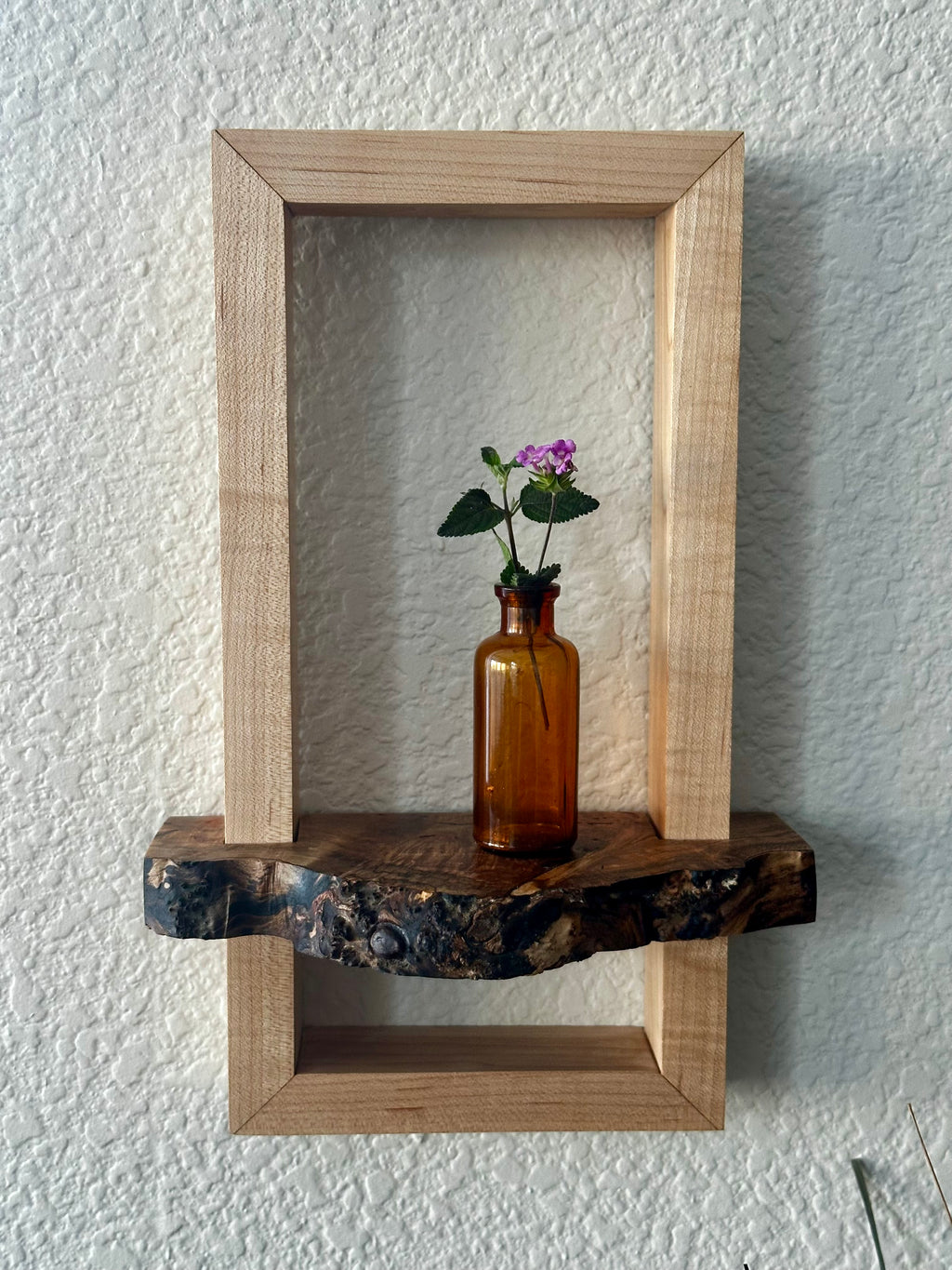 Maple framed Ambrosia Maple Burl Shelf