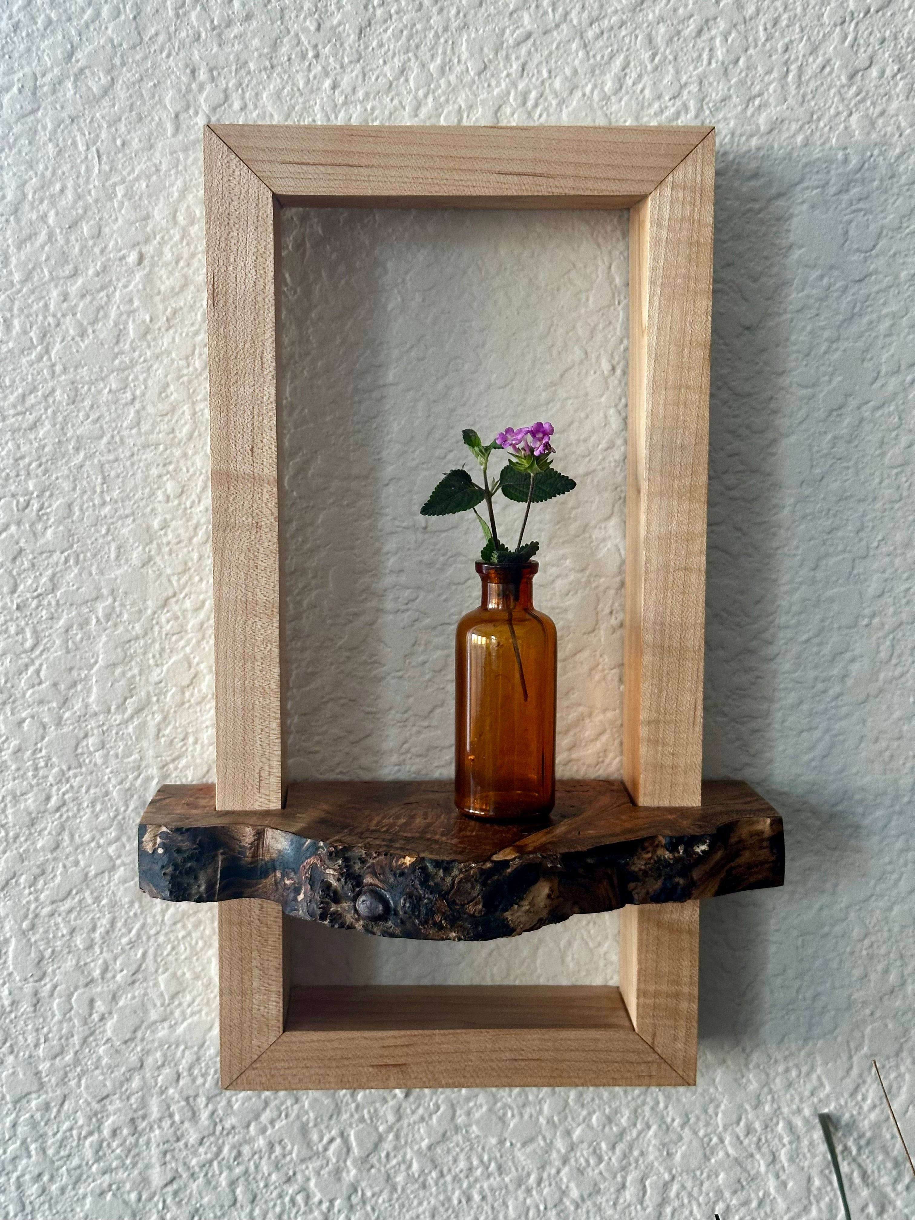 Maple framed Ambrosia Maple Burl Shelf
