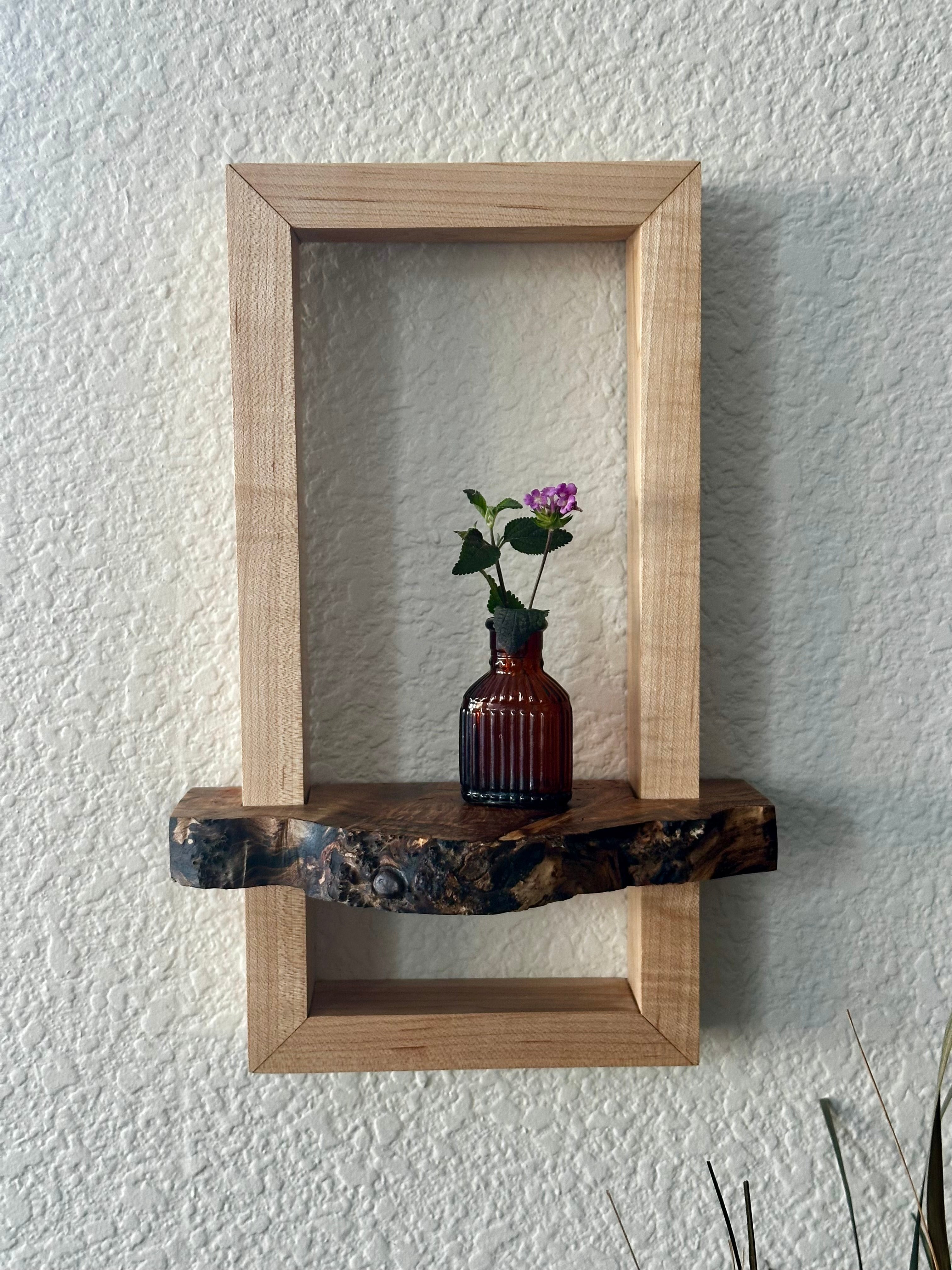 Maple framed Ambrosia Maple Burl Shelf