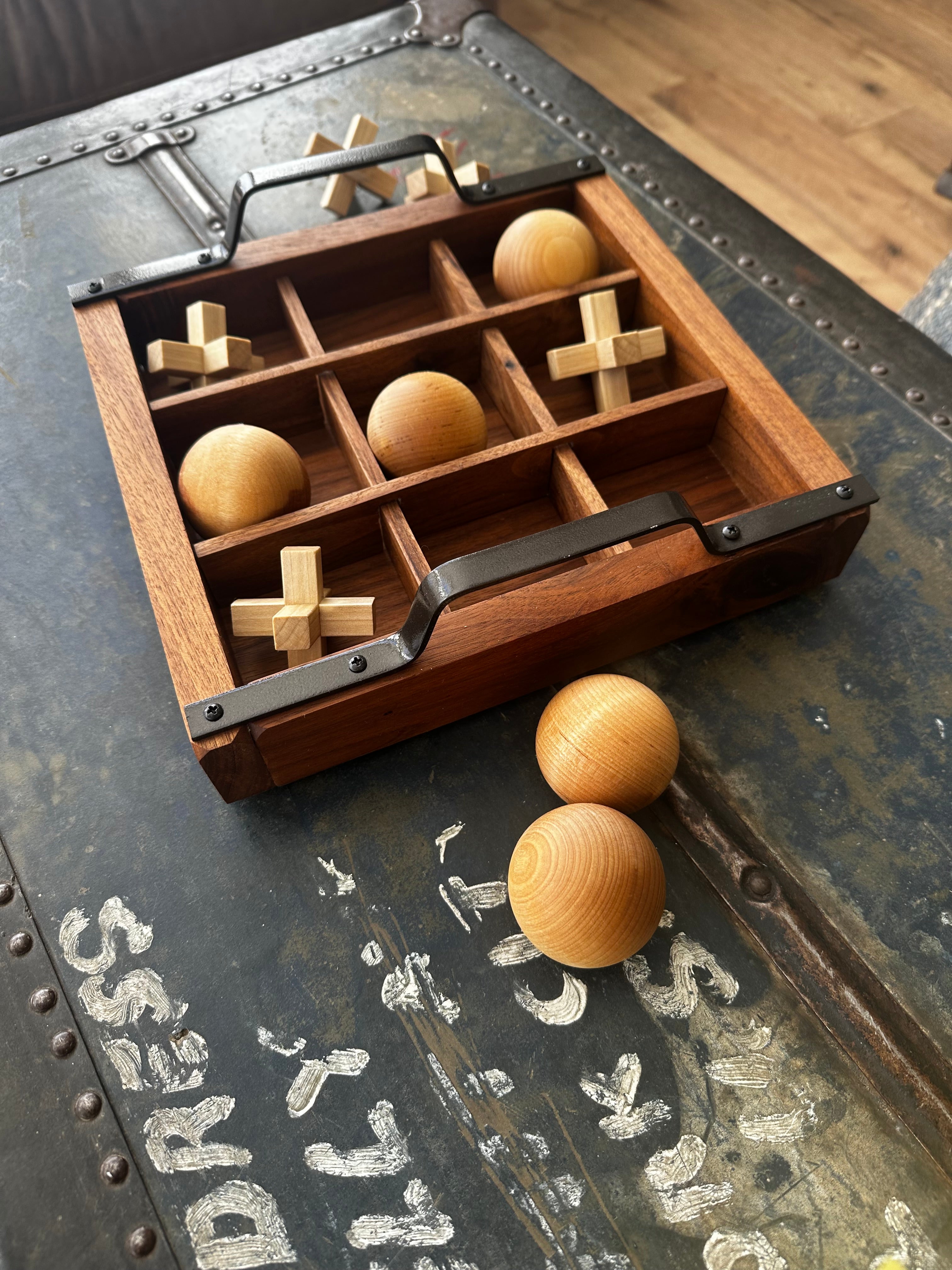 Black Walnut Tic-Tac-Toe Game & Decorative Tray