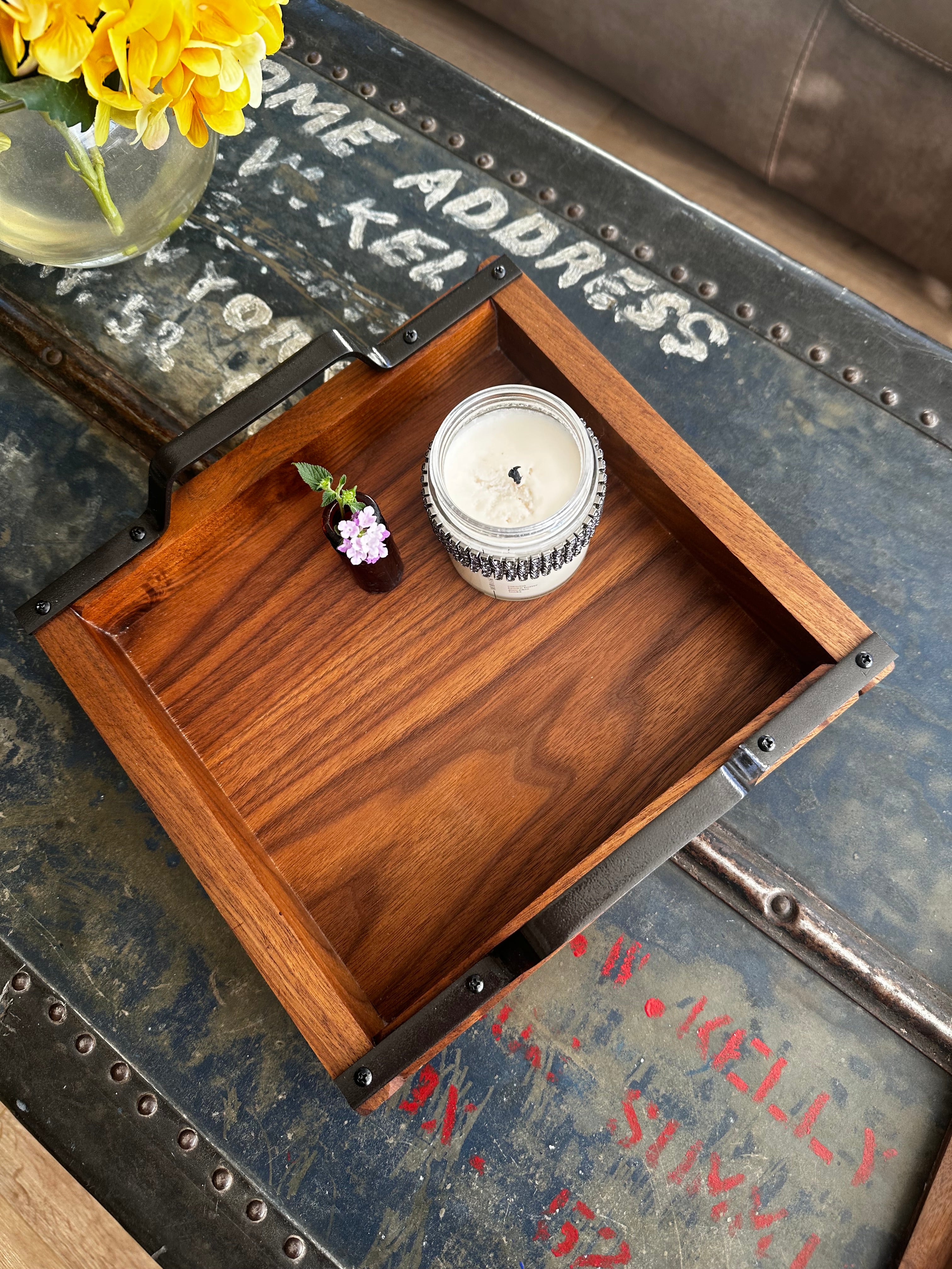 Black Walnut Tic-Tac-Toe Game & Decorative Tray