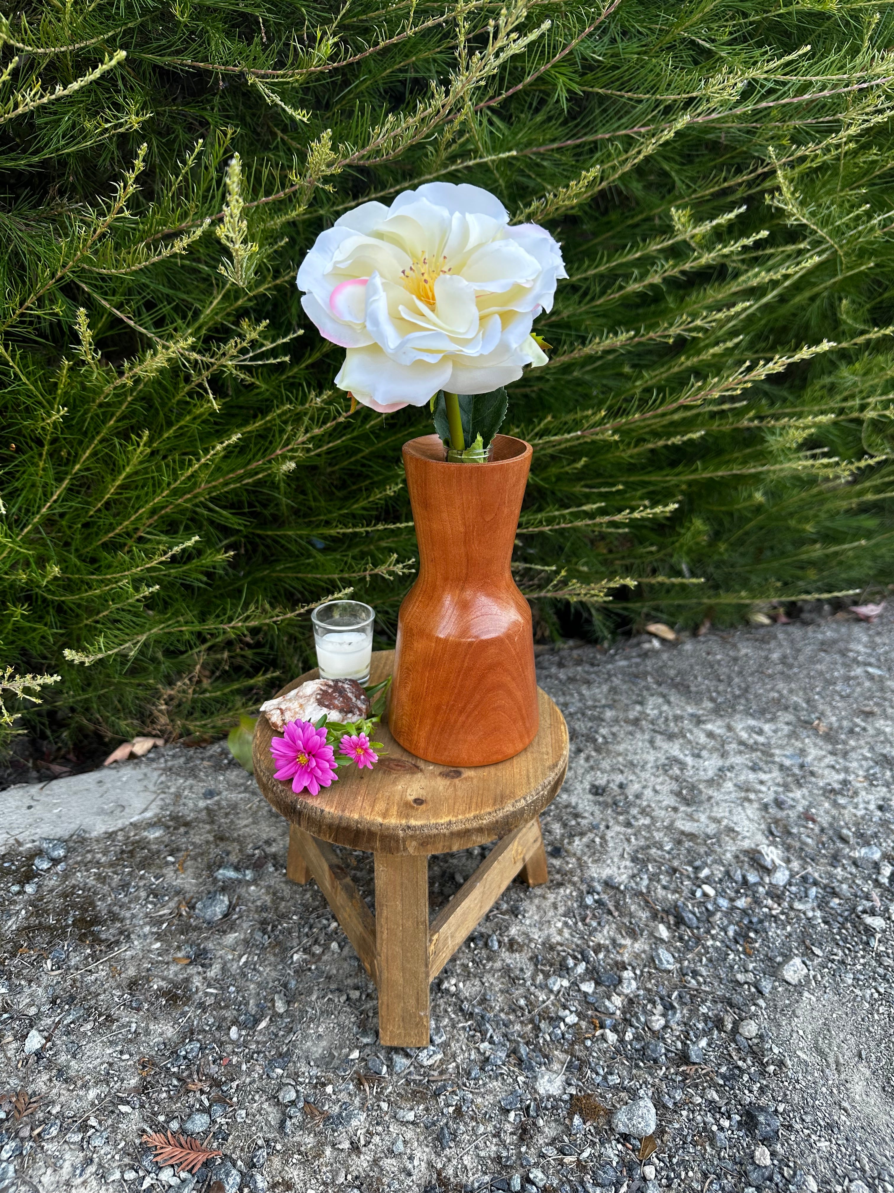 Artisan Cherry Vase with Glass Insert