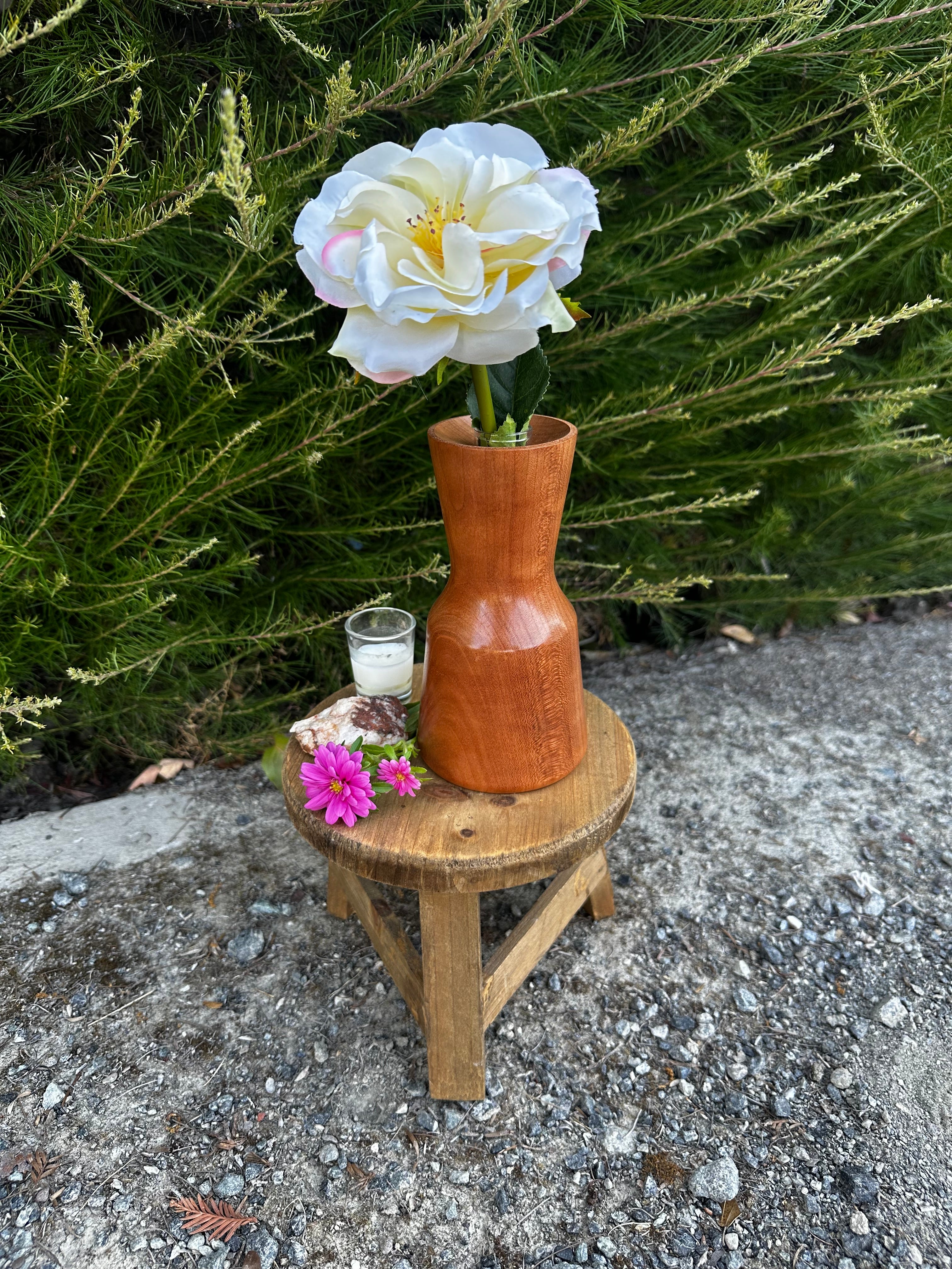 Artisan Cherry Vase with Glass Insert