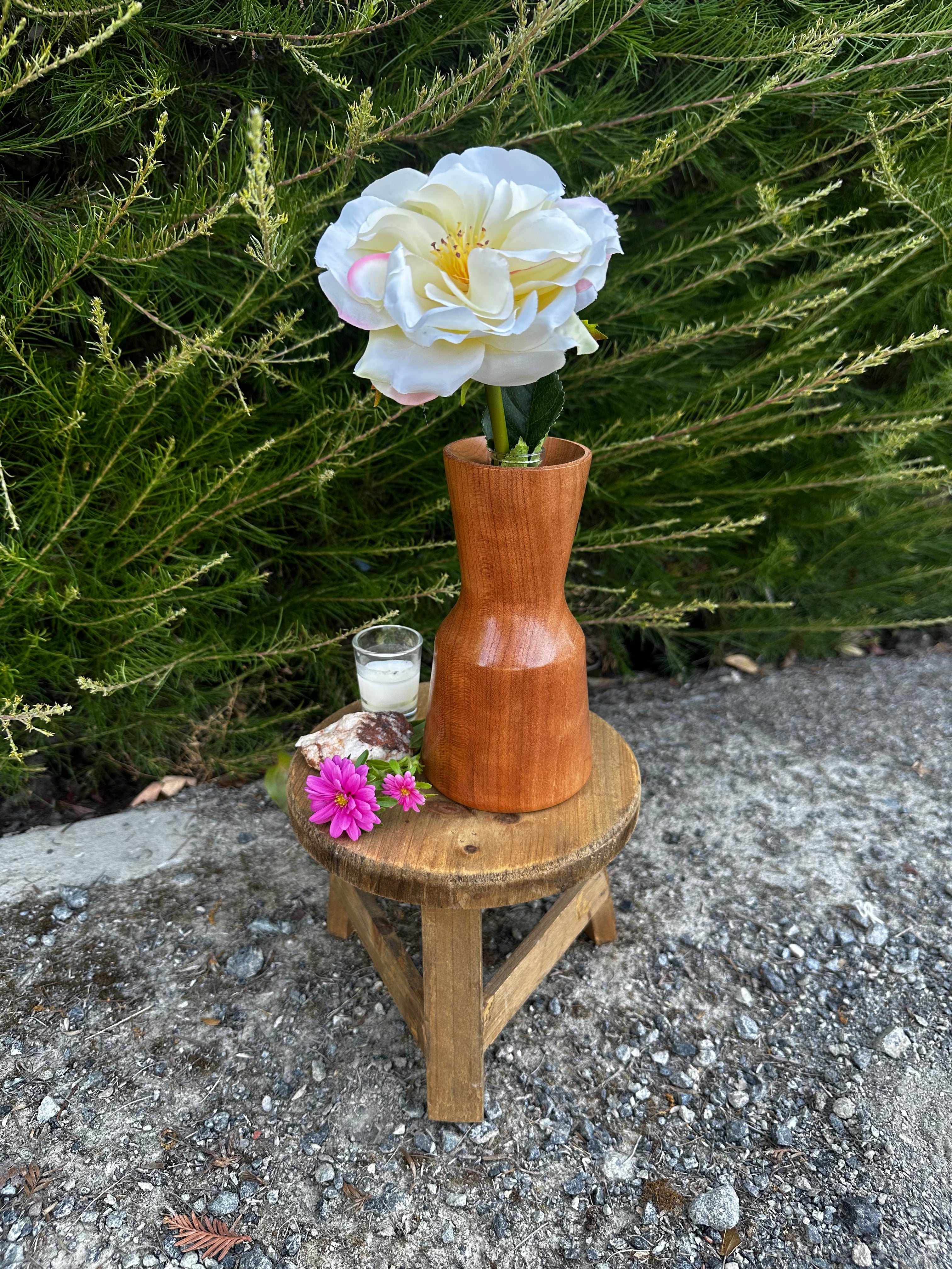 Artisan Cherry Vase with Glass Insert